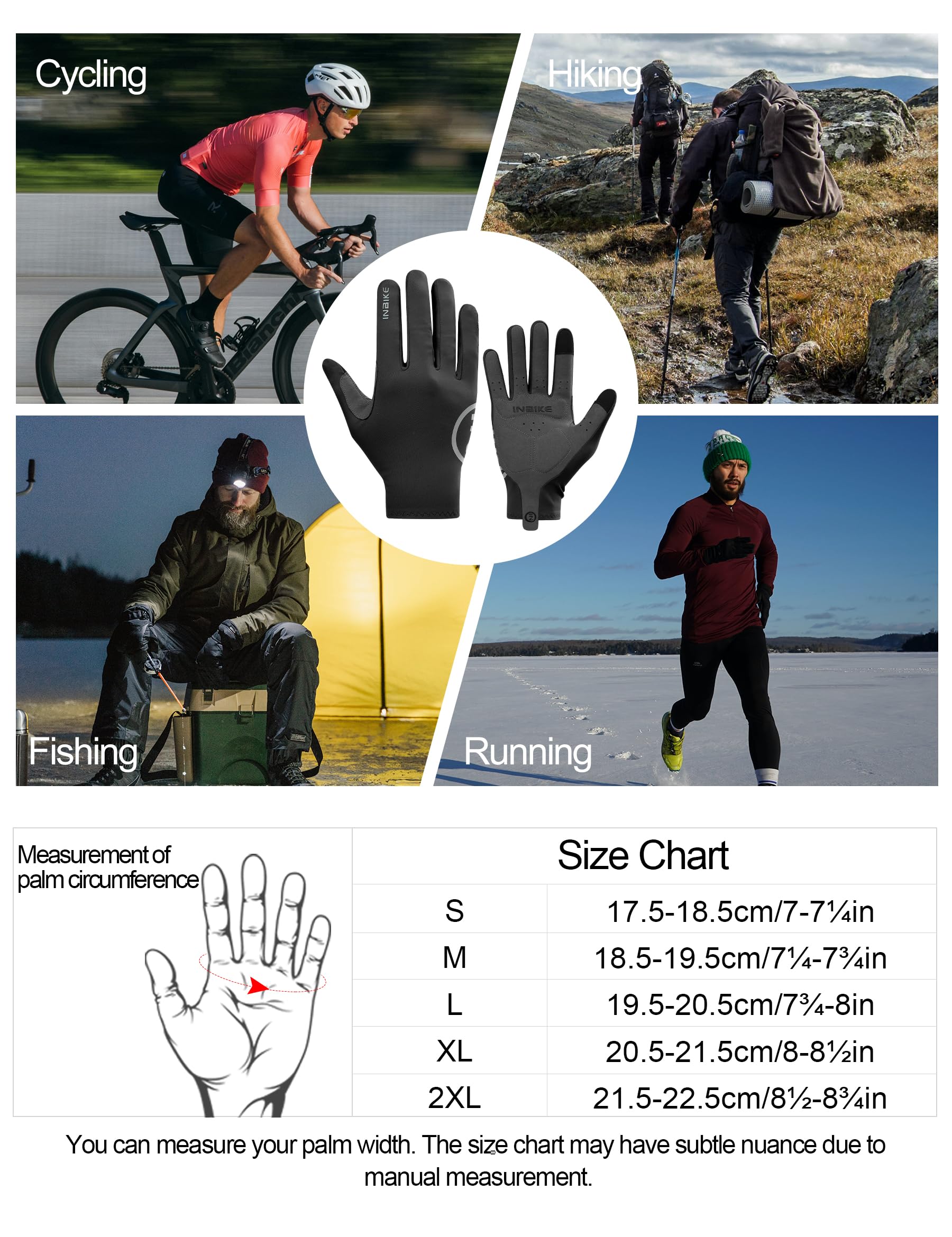 INBIKE Fahrradhandschuhe Herren Damen Lang Sommer Atmungsaktiv Radhandschuhe MTB Handschuhe Langfinger Reflektierende Anti-Rutsch für Radfahren Rennrad Sport