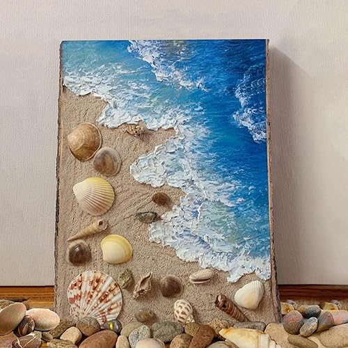 Miniatura 6 de Sancodee Juego de 6 tablones de madera para manualidades, rebanadas de madera rústica y borde vivo para bricolaje, madera natural y sin terminar