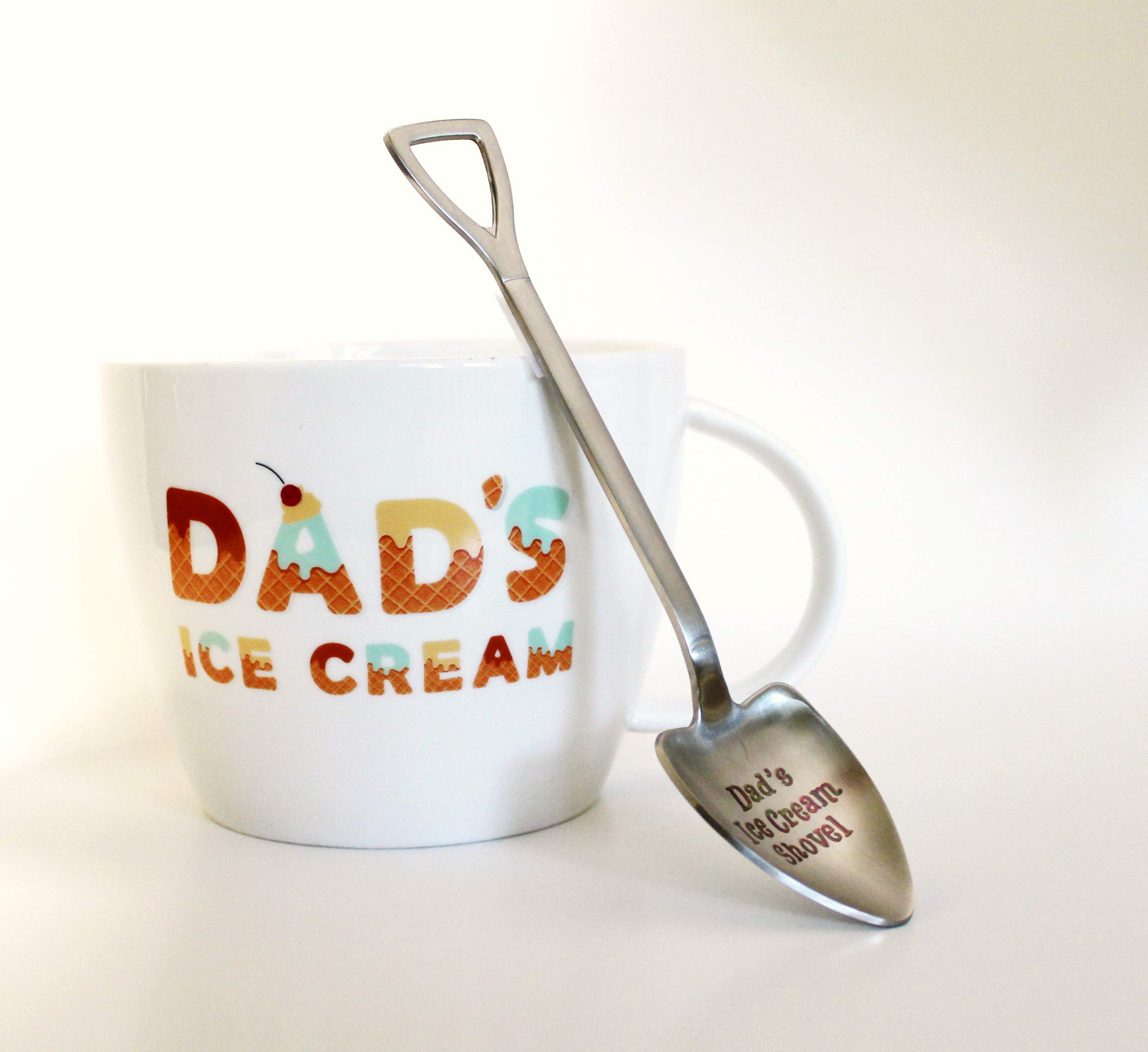 Dad Regalo de cumpleaños – Regalos para el día del Padre – papá Jokes – Dad 's Helado Crema Grabado Cuchara con Sello Pala y Cuenco Divertido para el Padre