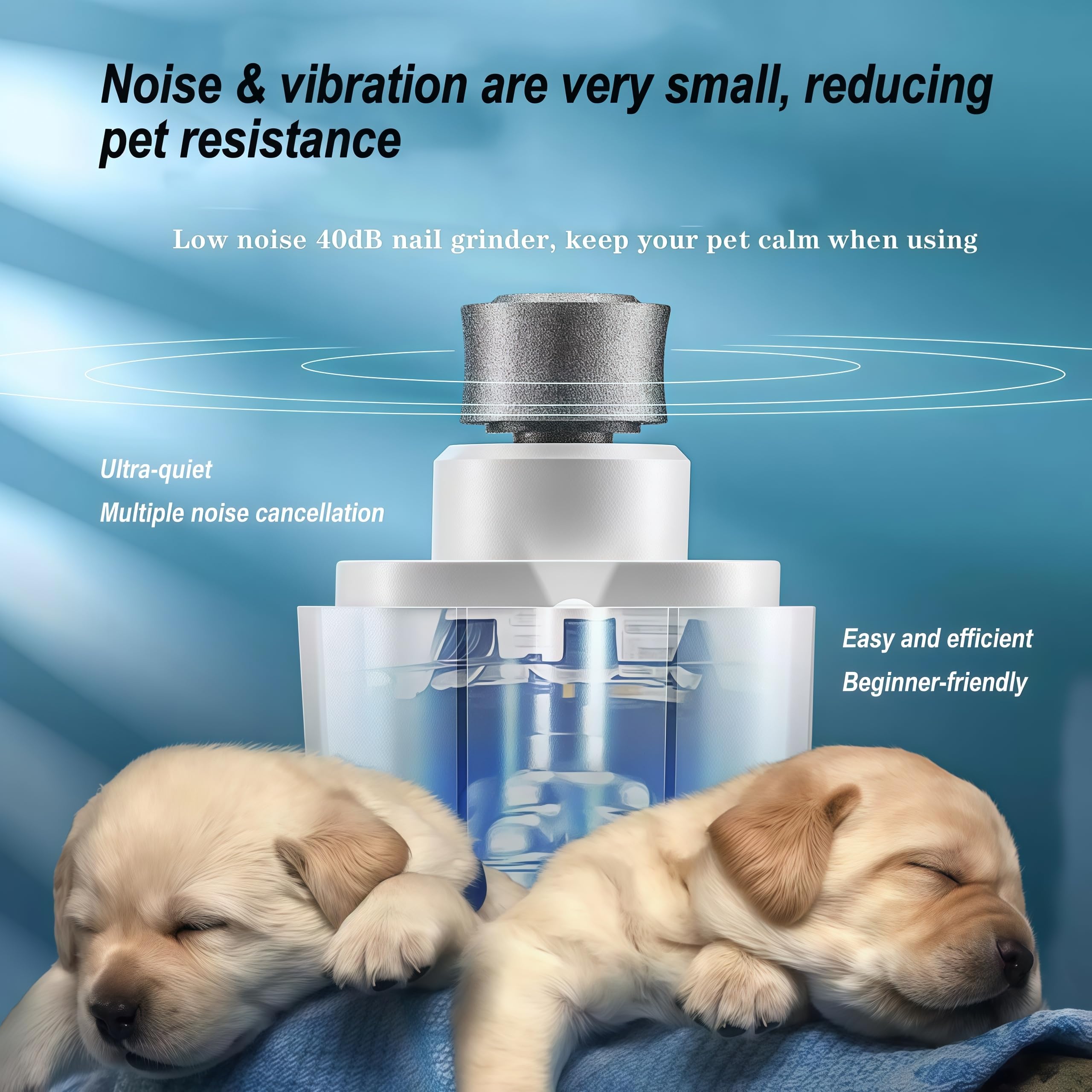 2-in-1 Dog & Cat Nail Clippers and Grinder with LED Light, USB Rechargeable Quiet Pet Nail Trimmer, Safety Guard & Anti-Splash Cap, Cordless Grooming Tool for Small Medium Large Dogs, Cats,Parrot - image 4