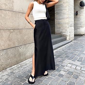 Amazon.com: Long Straight Skirts for Women A Line High Waist