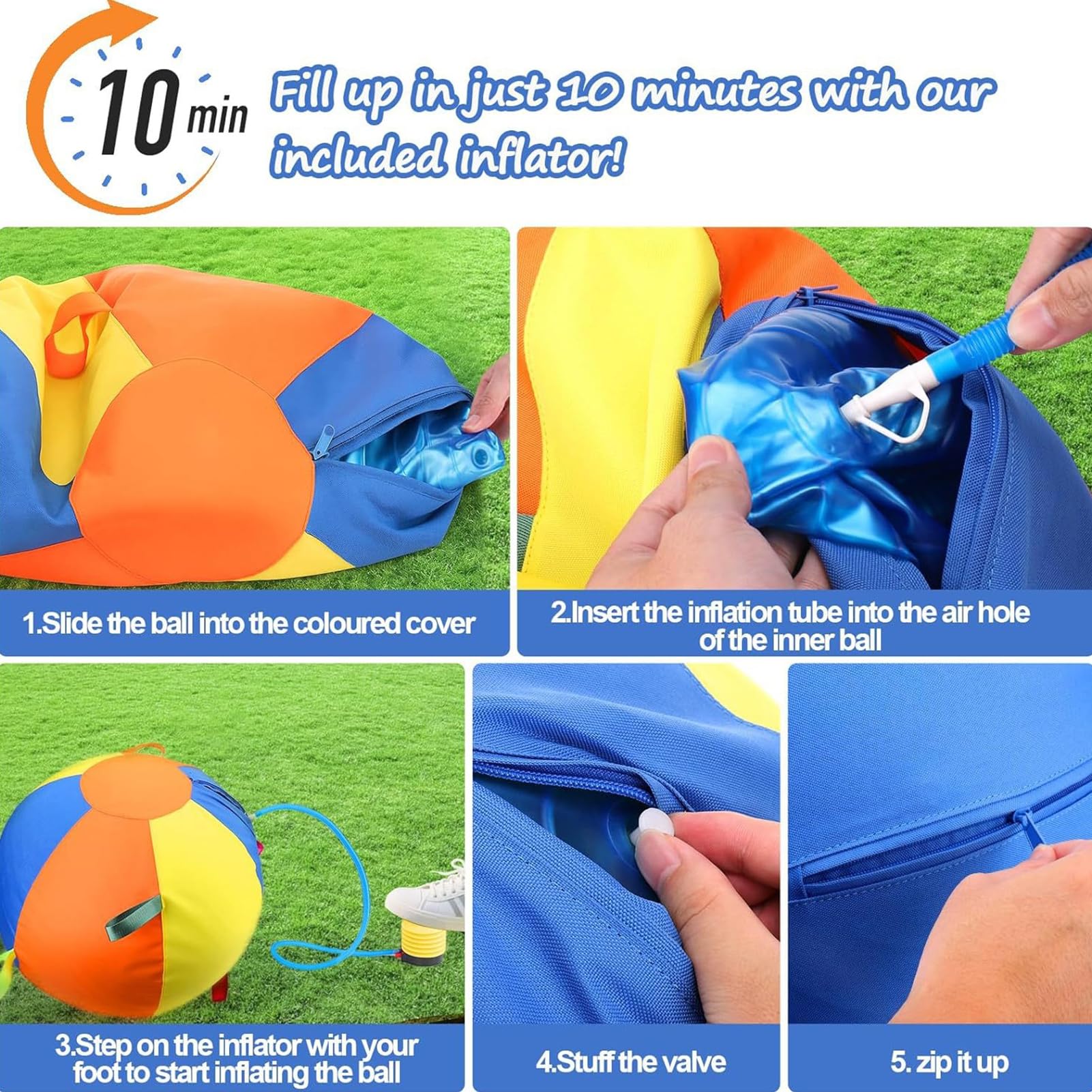 Pelota de pastoreo para perros, pelota calmante con asa de cubierta, pelota de entrenamiento inflable para razas grandes, perros pequeños y medianos, juego activo