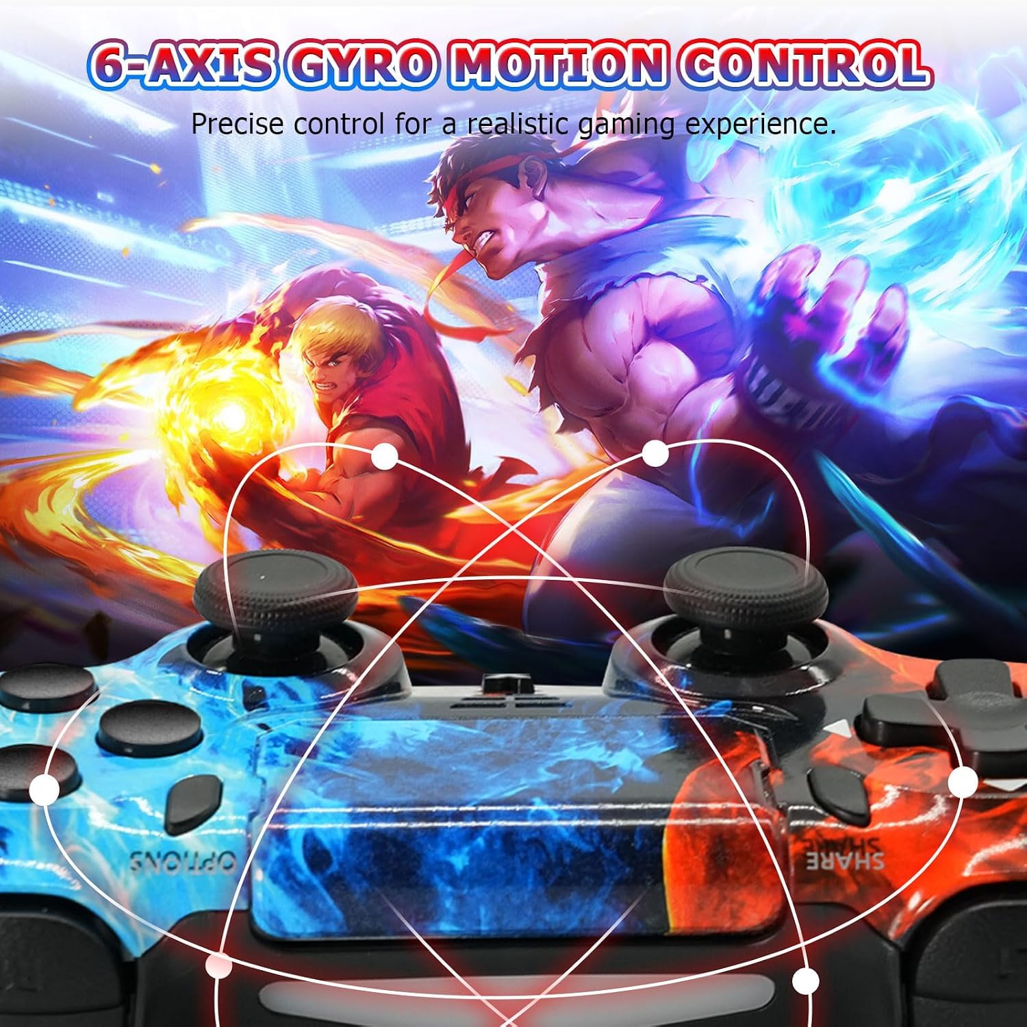 Hycago Manette sans pour PS-4, manette de jeu compatible avec PS-4/Slim/Pro, manette de jeu Bluetooth avec double vibration/écran tactile, capteur gyroscopique à 6 axes