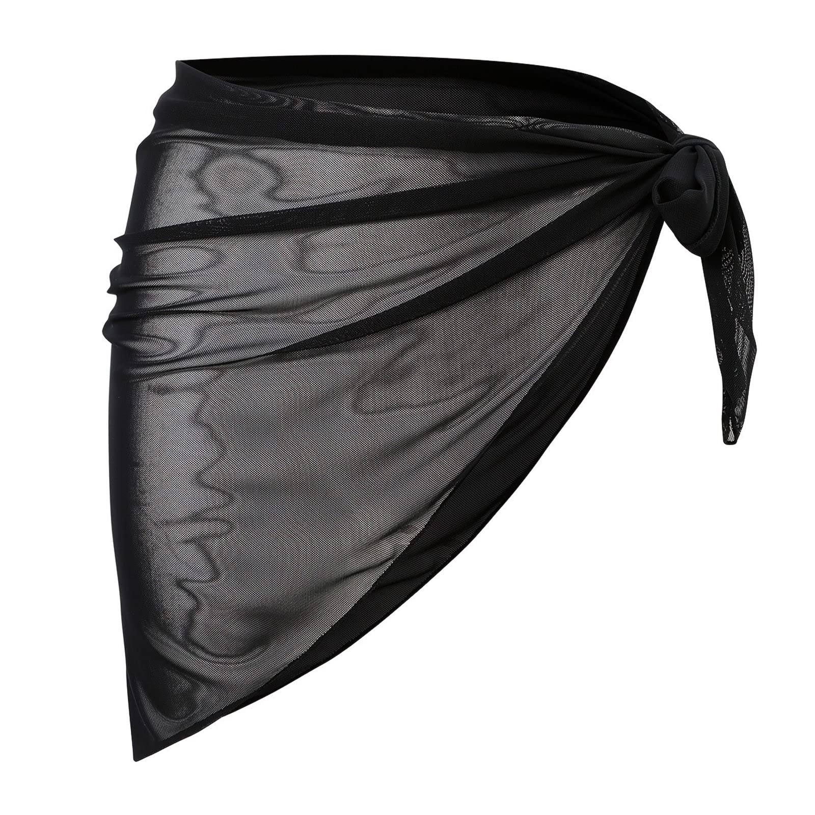Generic 2024 - 1 pieza de falda transparente con nudo envolvente para mujer, sin bikini, playa, bikini, envolturas brillantes, para traje de baño, corte de pelo para hombres