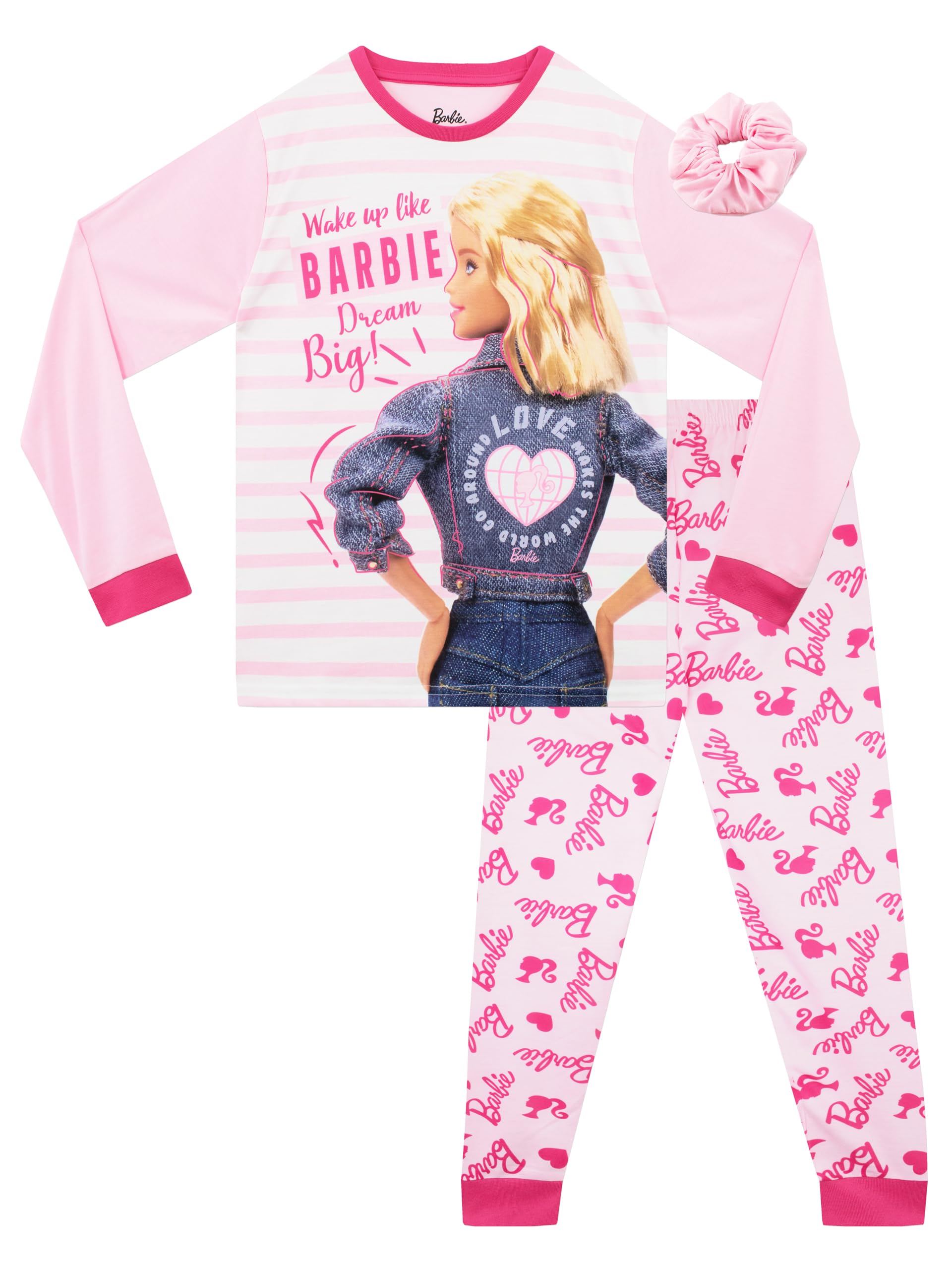 BarbiePajamas | Girls PJs and Scrunchie Set | Pajama Set | Girls Sleepwear | Official Merchandise