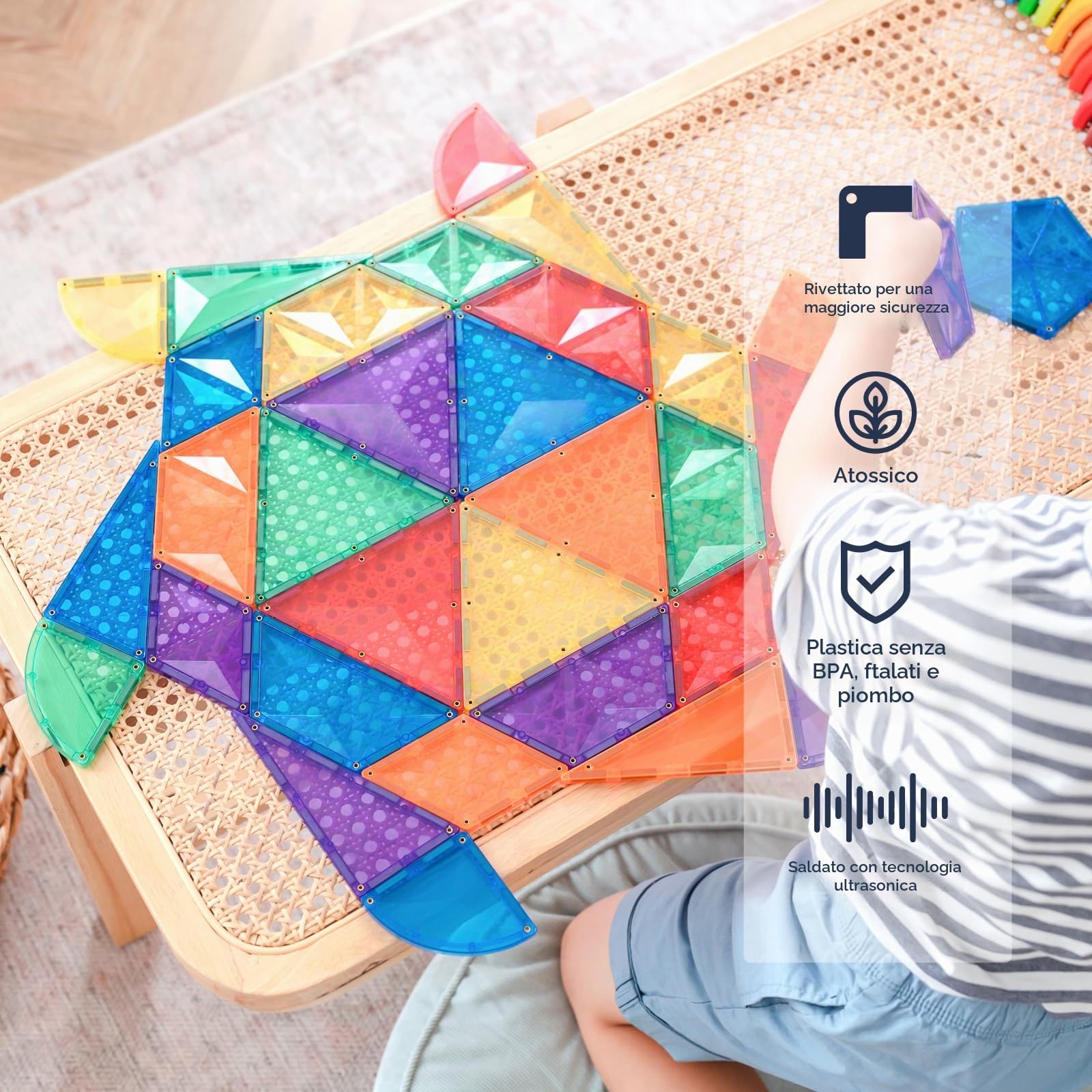 CONNETIX Piastrelle Magnetiche Arcobaleno Pacchetto Forma, 36 Pezzi
