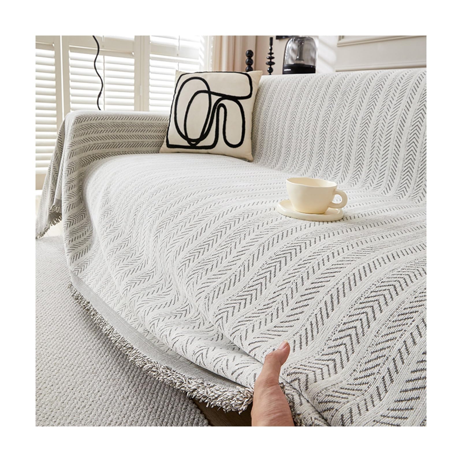 Large Sofa Throw Blanket, Throws for Sofas Large, 1/2/3/4 Seater Extra Large Throw Blanket Sofa, Soft Sofa Throws Reversible with Tassels, Couch Throws for Sofa Chair Bed Armchair(Drak gray,180x420CM)