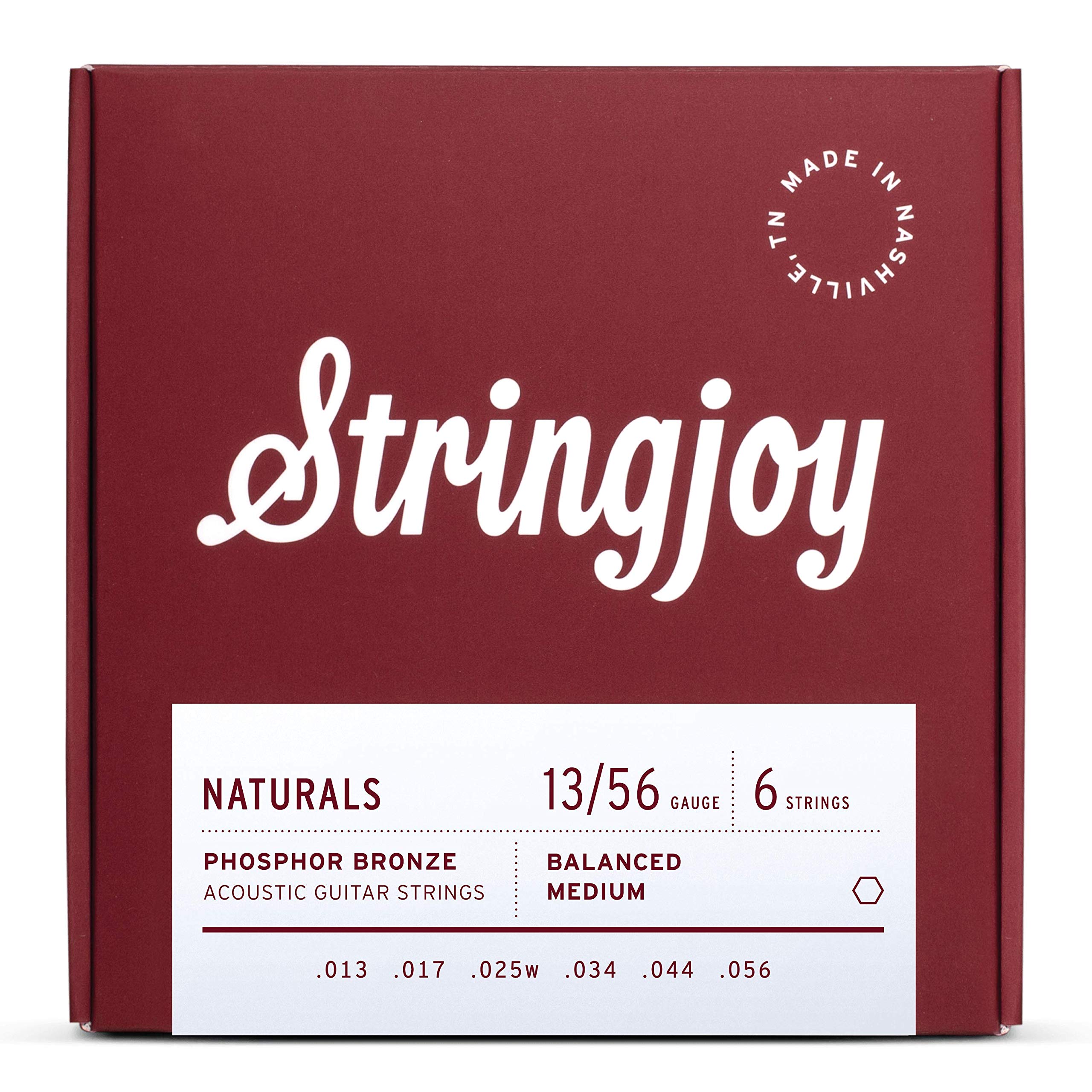 StringjoyNatural Bronze Acoustic Guitar Strings (Medium Gauge - 13-56)