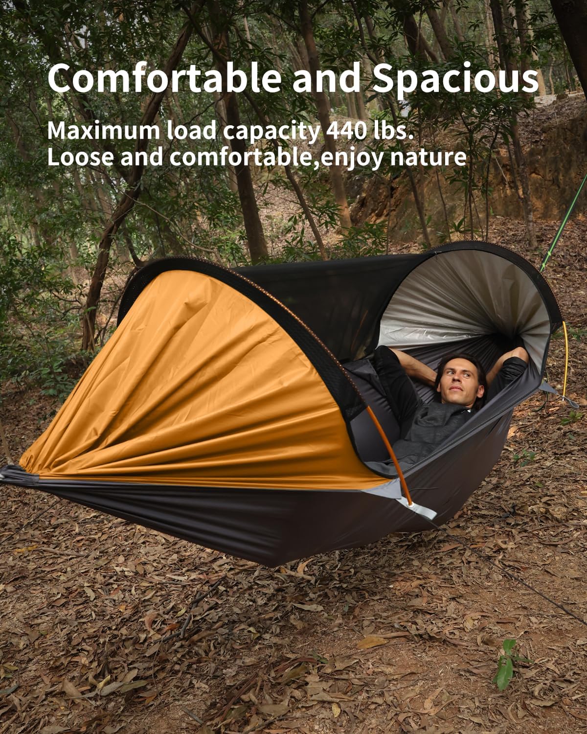Amaca da Campeggio con Zanzariera e Parasole Rimovibile, Amaca Zanzariera Funzione 4 in 1, Amaca Tenda con Cinghie per Alberi, Tenda da Terra Bivacco per Esterni, Escursionismo e Viaggi