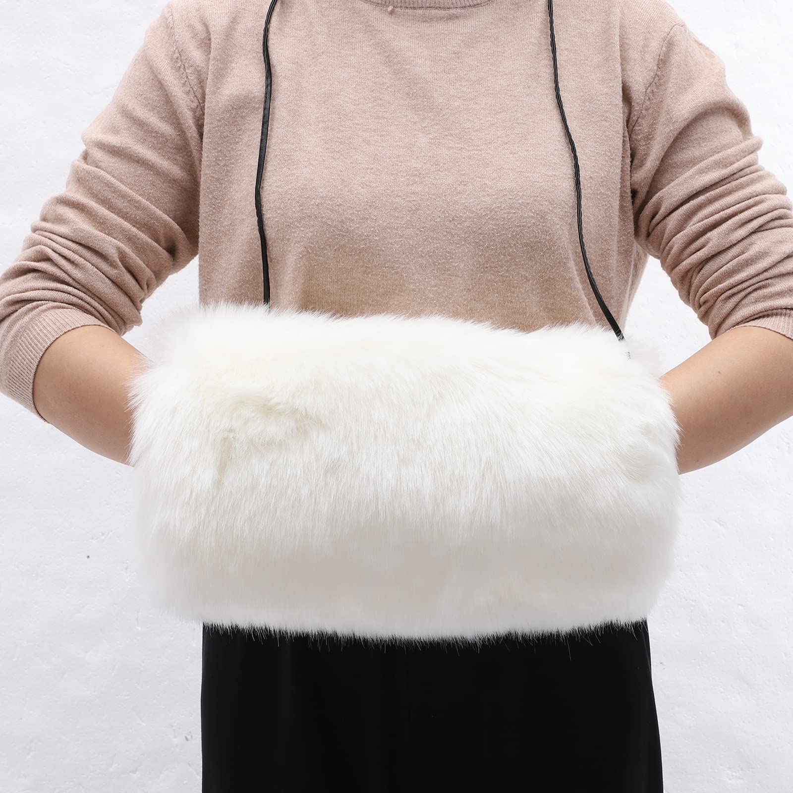 BESPORTBLE Handwärmer aus Kunstfell, für Damen und Mädchen, Winter, warm, Weiß