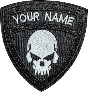 Tactical Morale Patch 2PCS,Customizable Name Patches with Hook Fastener,Personalized Tactical Morale Embroidered Name Tapes,Military Patch for Caps Bags Vests Military Uniforms (Skull Patch 1) - QJS PATCH
