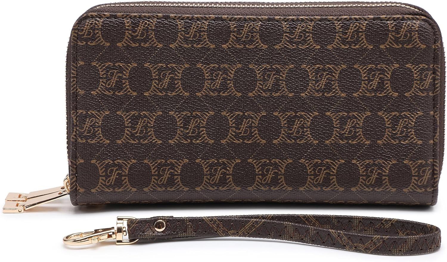 Womens Fashion Double Zip Around Wallet Long Purse Credit Card Slots Bifold Ladies Cluth with Phone Compartment