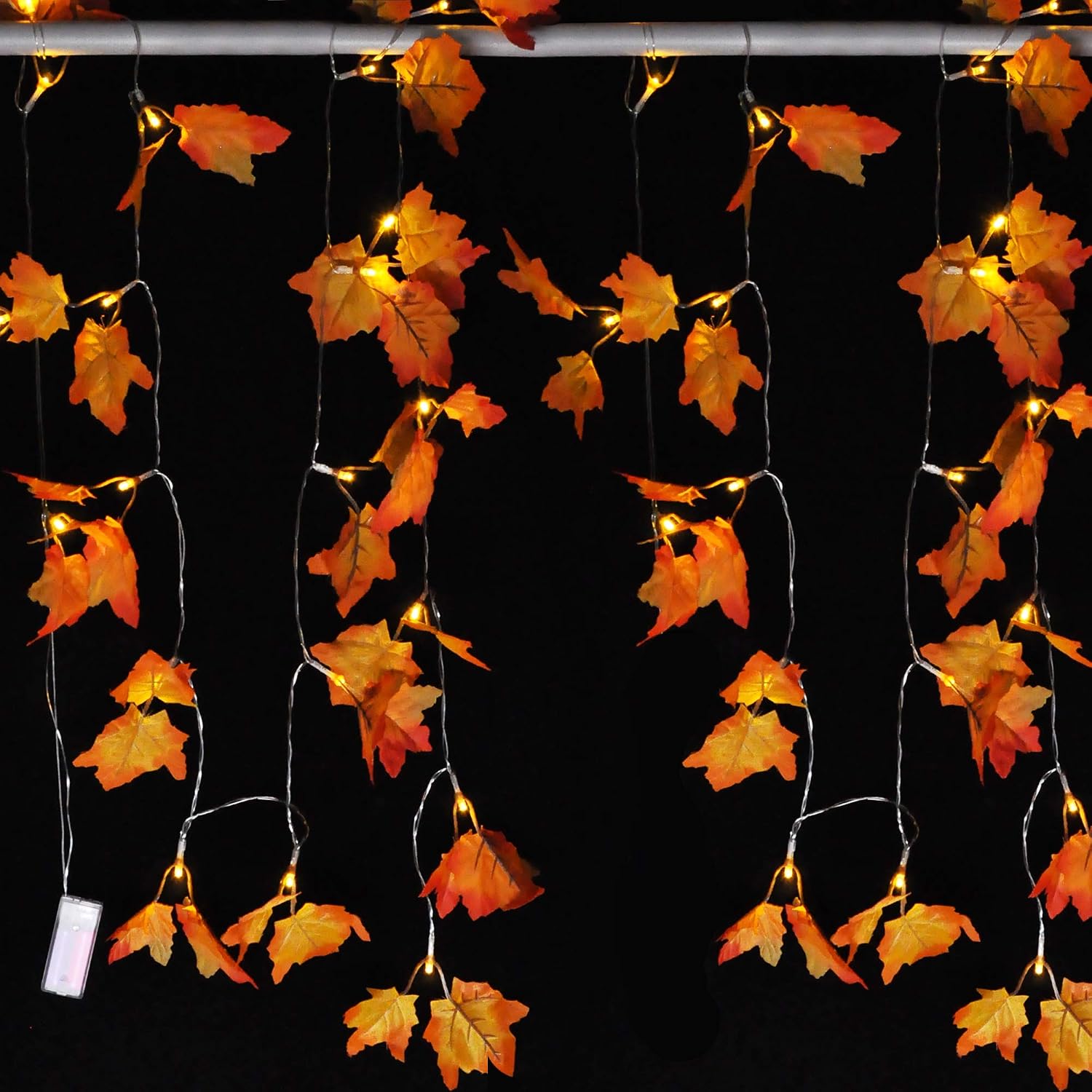 2 Pack Thanksgiving String Lights Fall Garland, 9 Ft 20 LED Maple Leaves String Lights with Warm Lights Fall Decor for Home Indoor Autumn Harvest Holidays