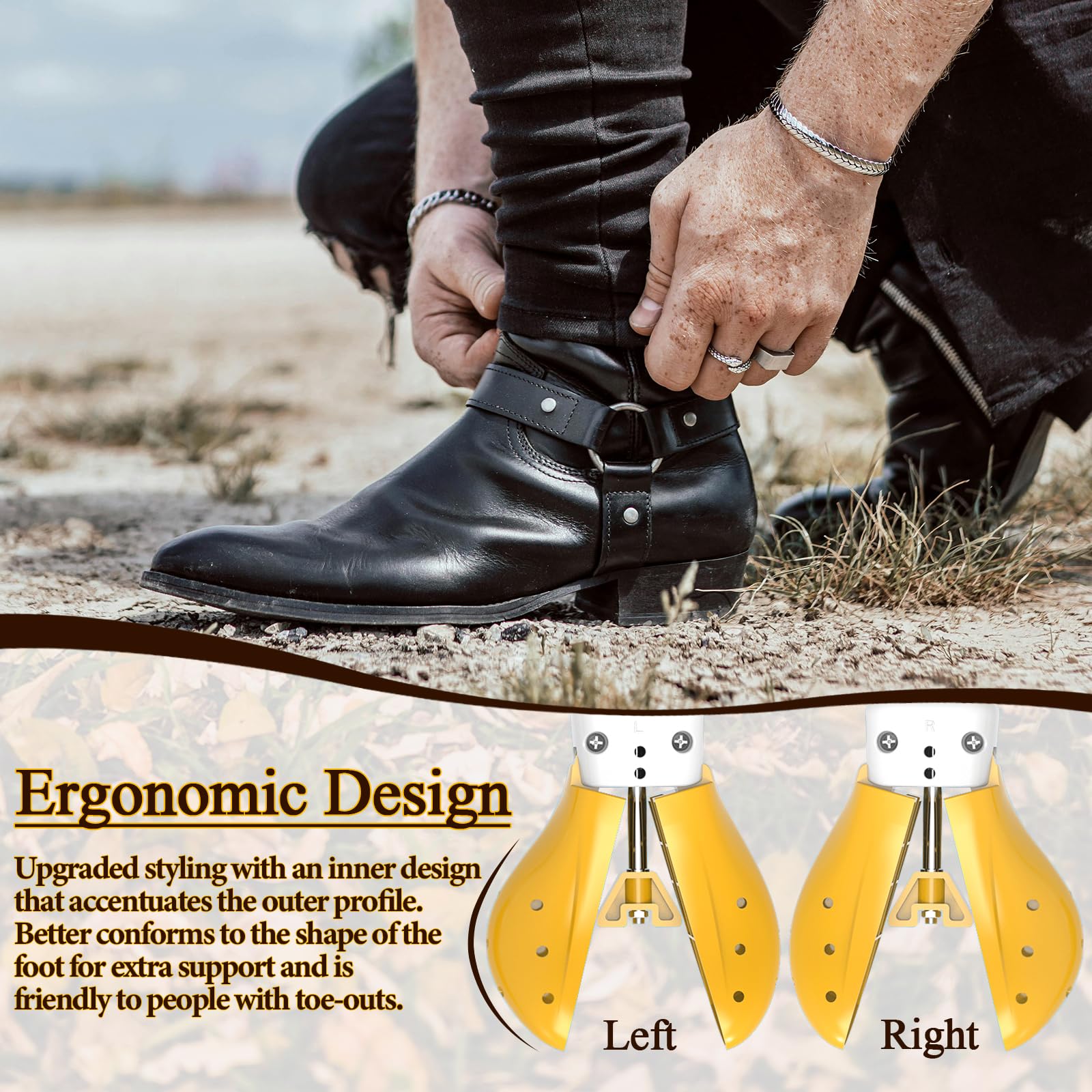 Estirador de zapatos para mujeres y hombres, pies anchos, par de expansores de zapatos, ancho ajustable, longitud y empeine