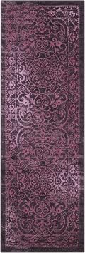 Maples Rugs Pelham Vintage Medallion Runner Rug - Made in USA - Washable, Non-Slip, Low Profile Indoor Rug for Hallway, Kitchen, and Laundry Room, 2 x 6, Wineberry