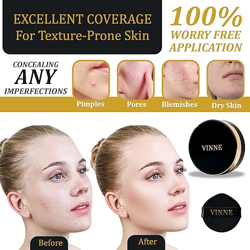 Miniatura 9 de VINNE Base de maquillaje Essential Skin Nuder, base de maquillaje con protección solar SPF50, acabado húmedo y cobertura natural, base de cojín