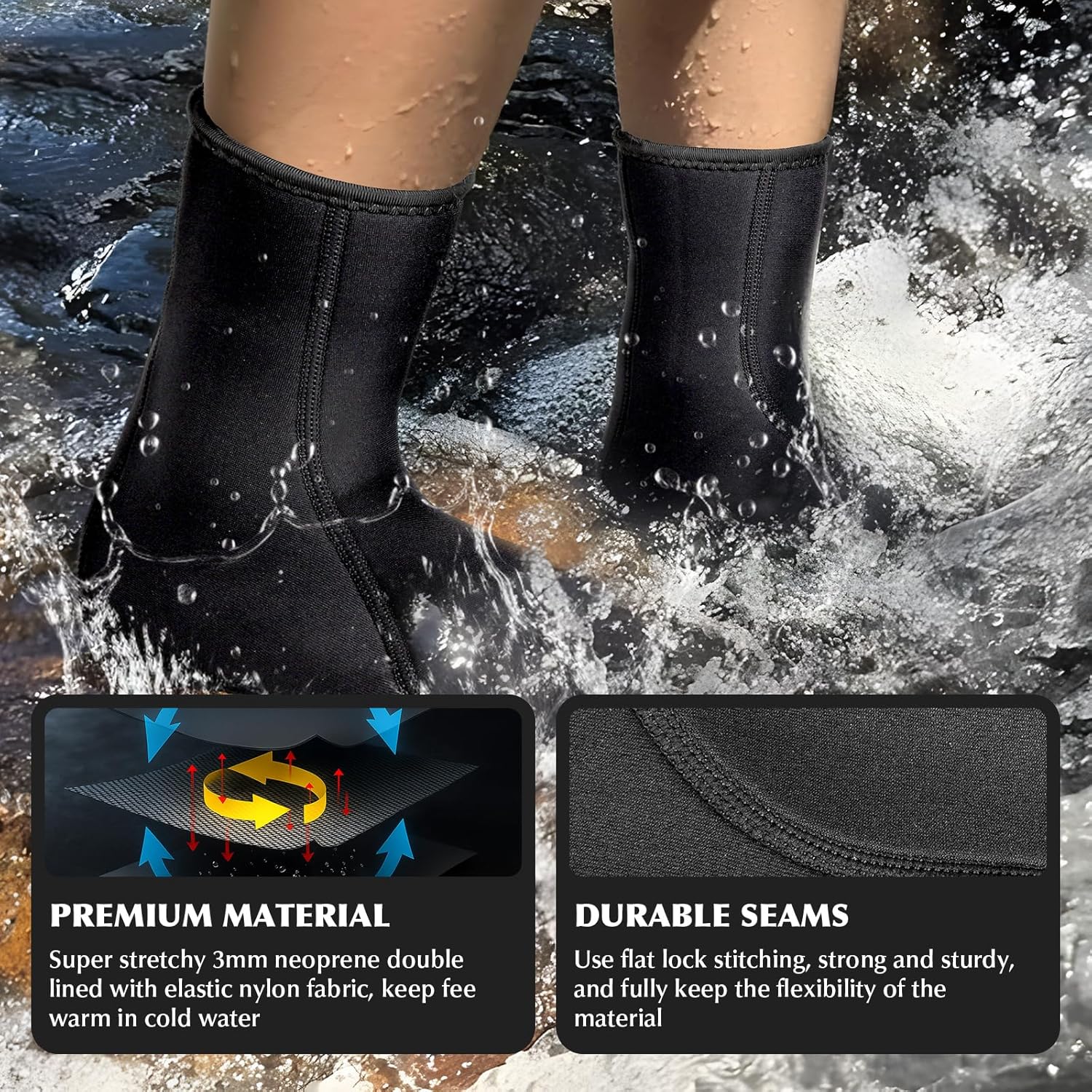Neoprene Socks, Water Socks 3 mm Diving Socks,Outdoor Water Sports - Image 5
