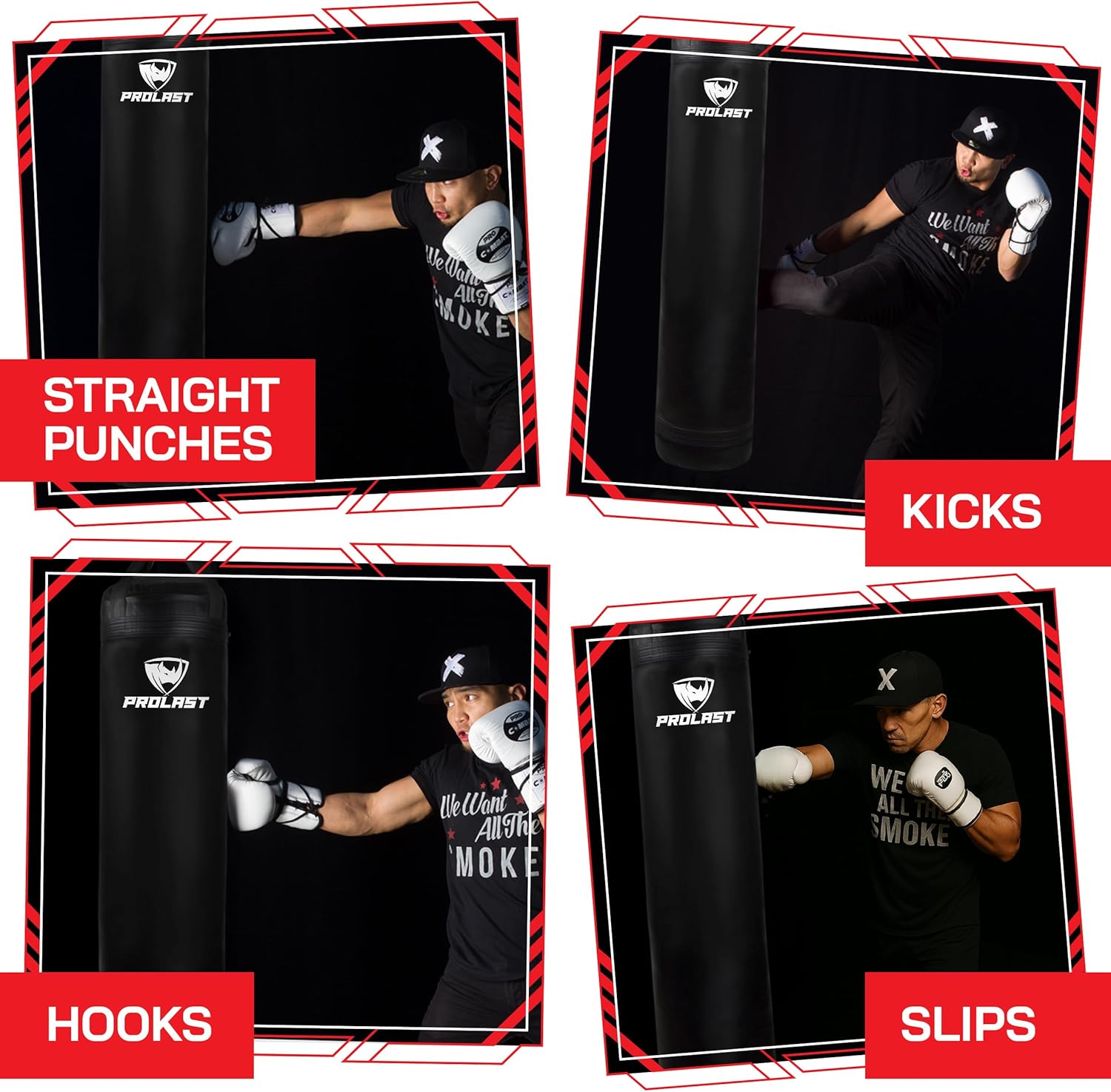 PROLAST Heavy Punching Kicking Bag for Adults, Boxing, MMA, Martial Arts, Muay Thai, Strength Training Equipment, Filled or Unfilled, 5ft, 100 lbs
