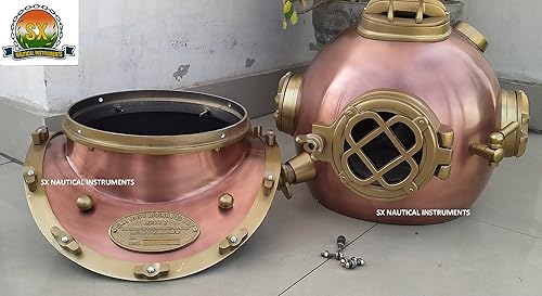 Miniatura 5 de SX Nautical Instruments - Casco vintage de buceo marino de acero sólido y latón para buceo, 18 pulgadas