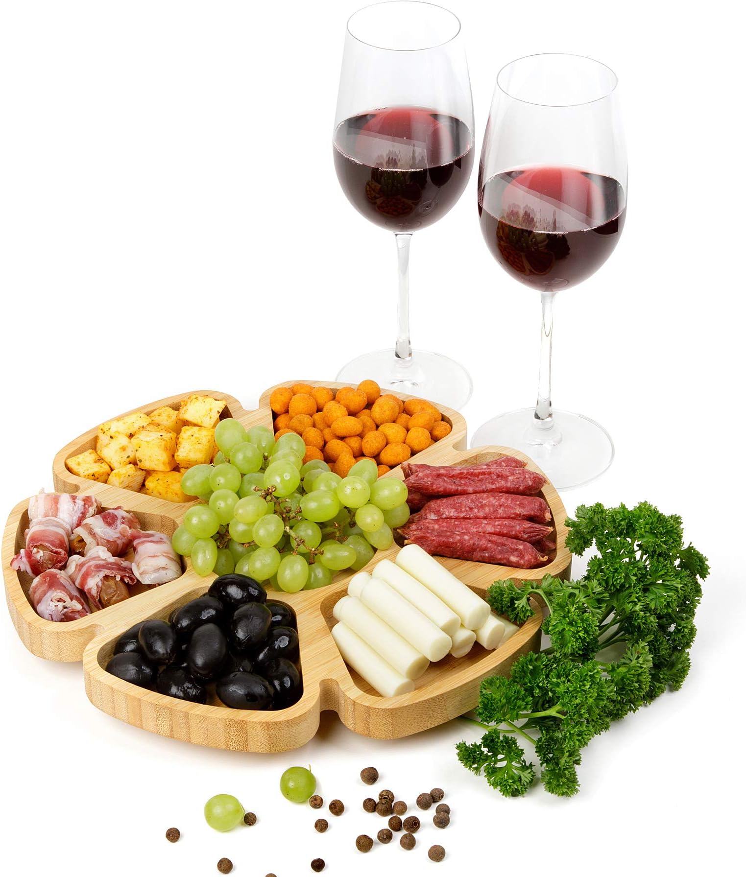 Boodboo Bamboo Food Tray – All-Natural Vegan Friendly Wooden Serving Tray – 360-Degree Rotating Party Tray – Perfect for Parties, Holidays, Family Dinners, and More – 12 Inches