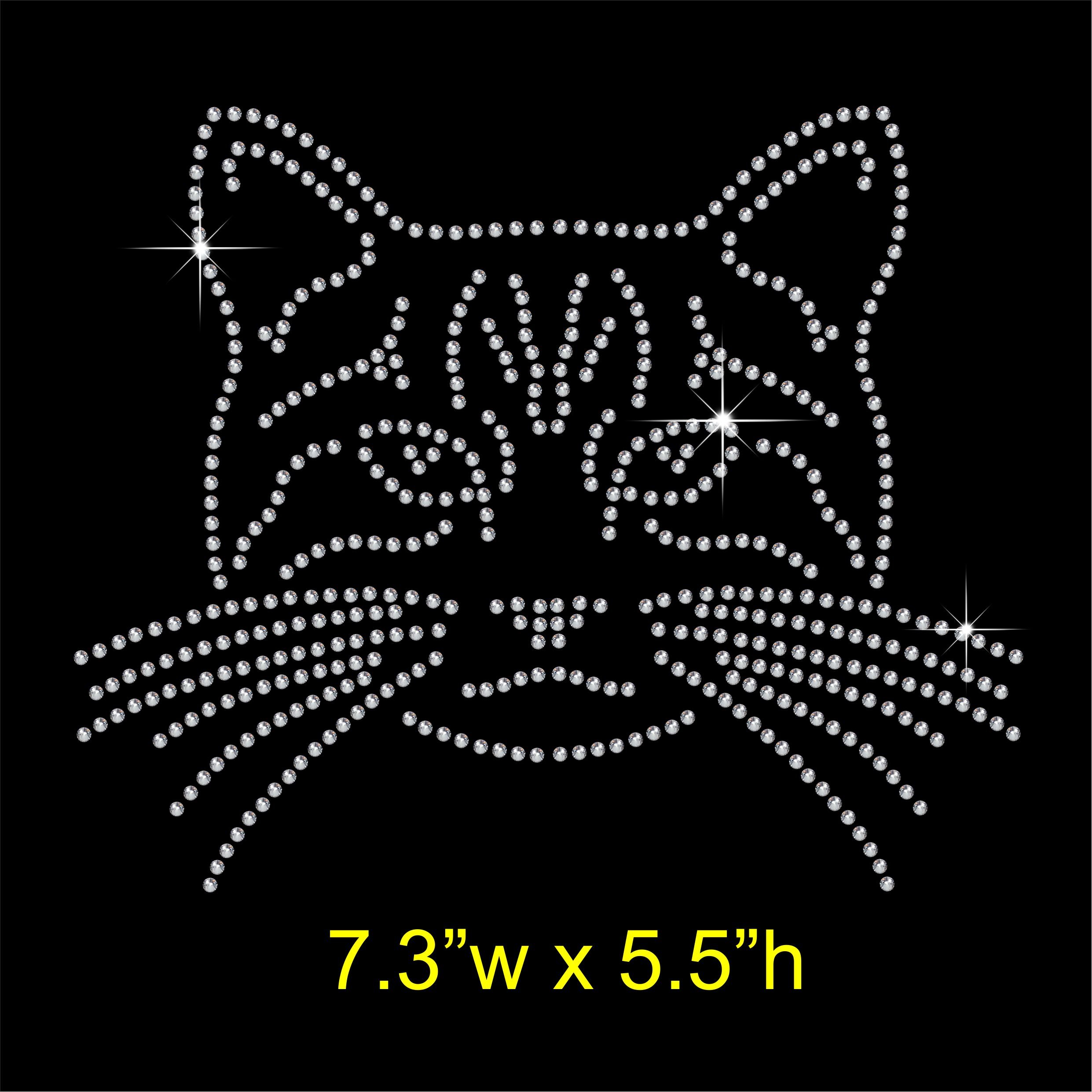 Tshirt Showroom As In The Image Cat Face Hotfix Rhinestone Diamante Iron On Transfer Motif Applique