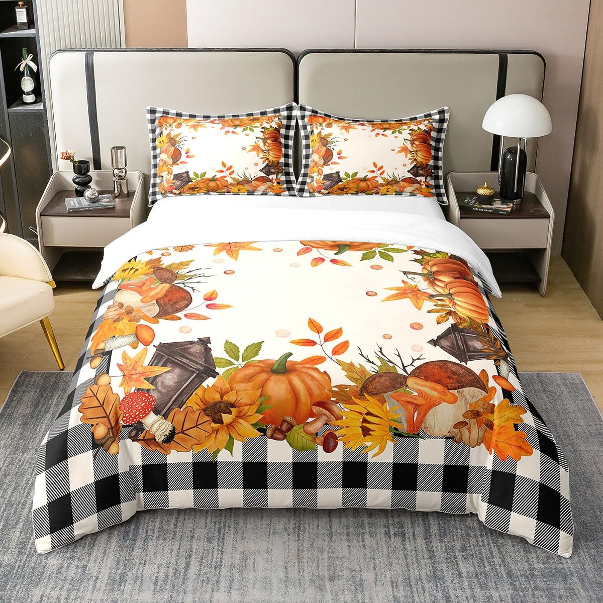 Housse de couette automne 240x260 pour chambre cocooning vintage