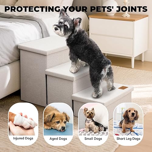 Miniatura 4 de Escaleras para perros, escalones para perros para camas altas, escaleras plegables para mascotas para perros pequeños, cachorros con almacenamiento