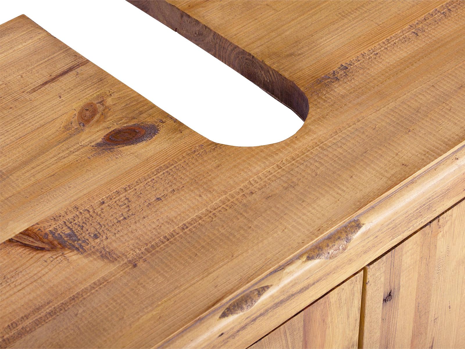 Woodkings Waschbeckenunterschrank Rangun Massivholz Pinie 70x61x32 cm, Waschtischunterschrank Badmöbel Badezimmerschrank Badschrank Bad Unterschrank