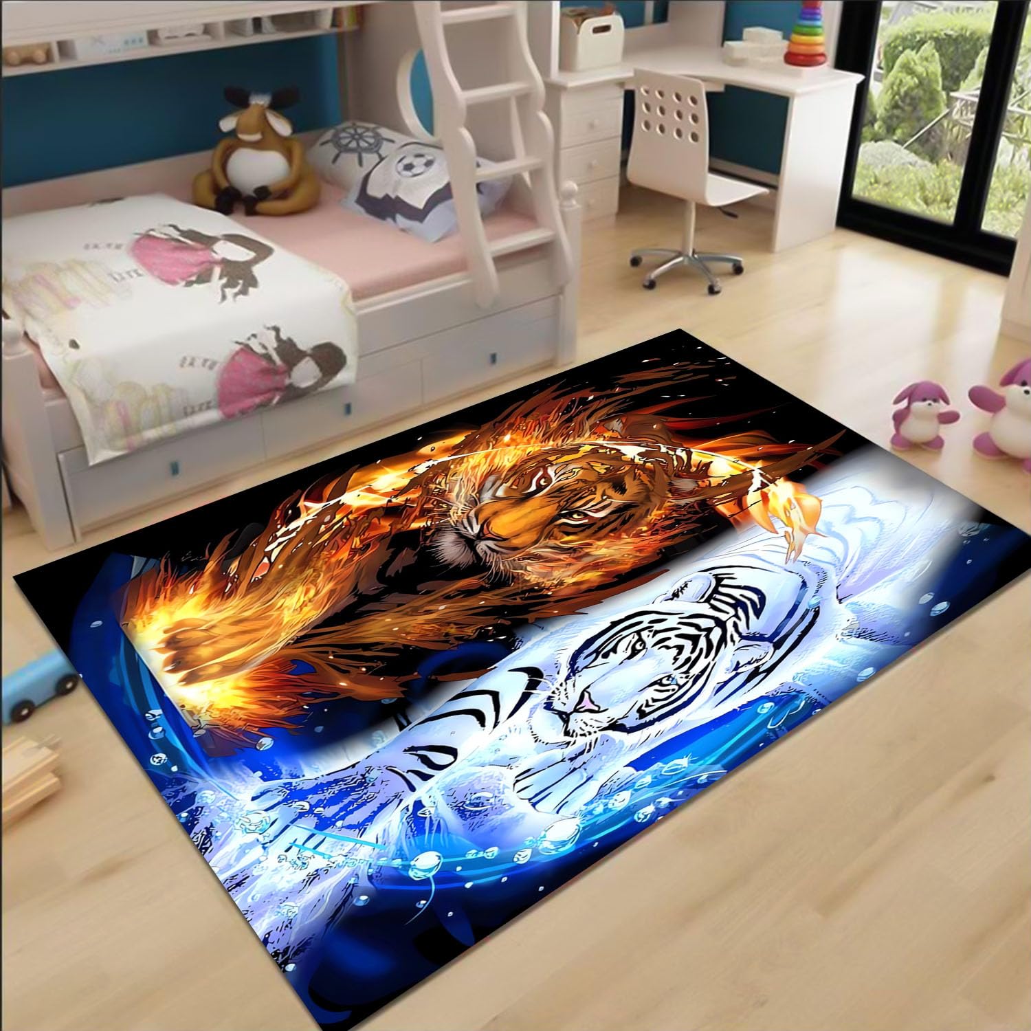 Tapis chambre enfant motif tigre pour stimuler l'éveil