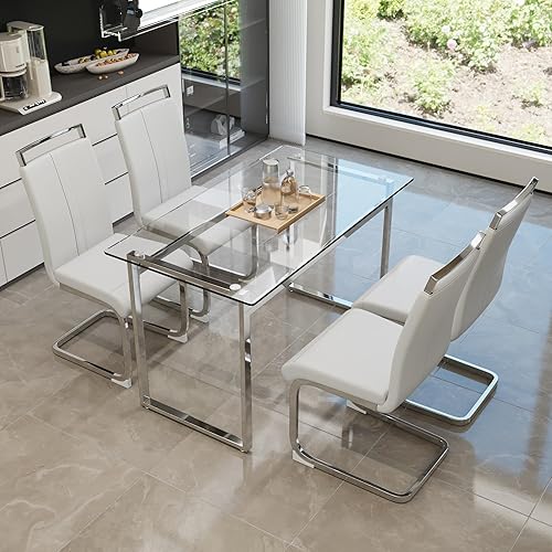 Miniatura 19 de Juego de mesa de comedor de 5 piezas Verde Mesa de cocina de madera con 4 sillas tapizadas y cojines de tela Diseño moderno y que ahorra