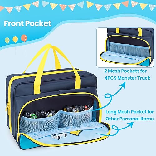 Miniatura 3 de CURMIO Estuche de transporte compatible con camiones Monster Jam, bolsa portátil a escala 164 Monster Truck con capacidad para 34 autos de juguete