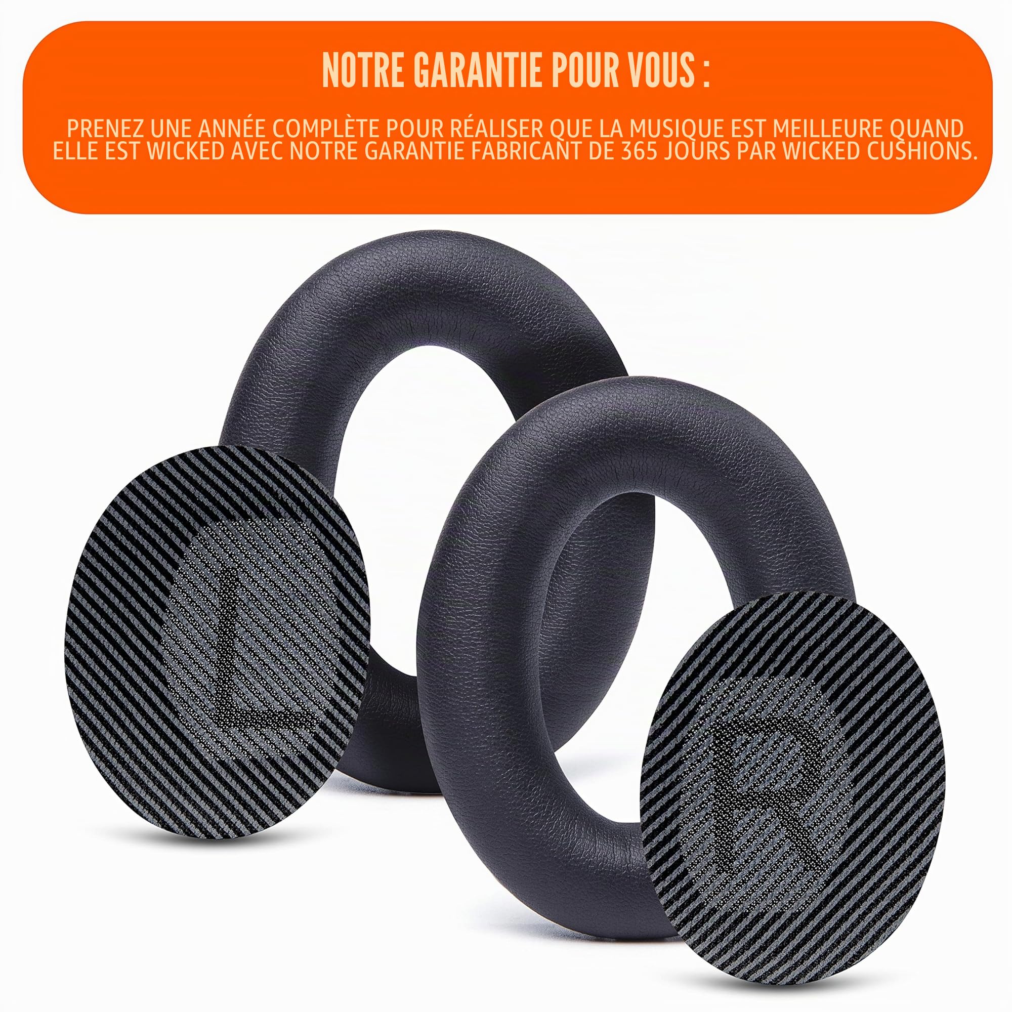 Bose QC35 QC35ii Coussinets Oreillette Cuir Souple Mousse Mémoire de Forme Noir Wicked Cushions