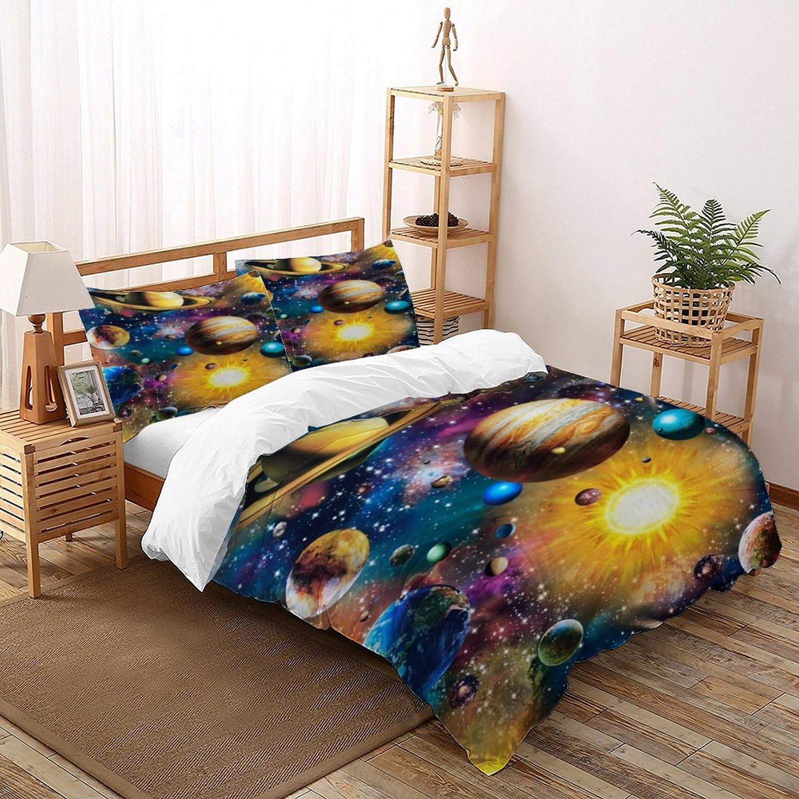 Parure de lit adulte enfant thème espace pour grand lit super king 260x220cm