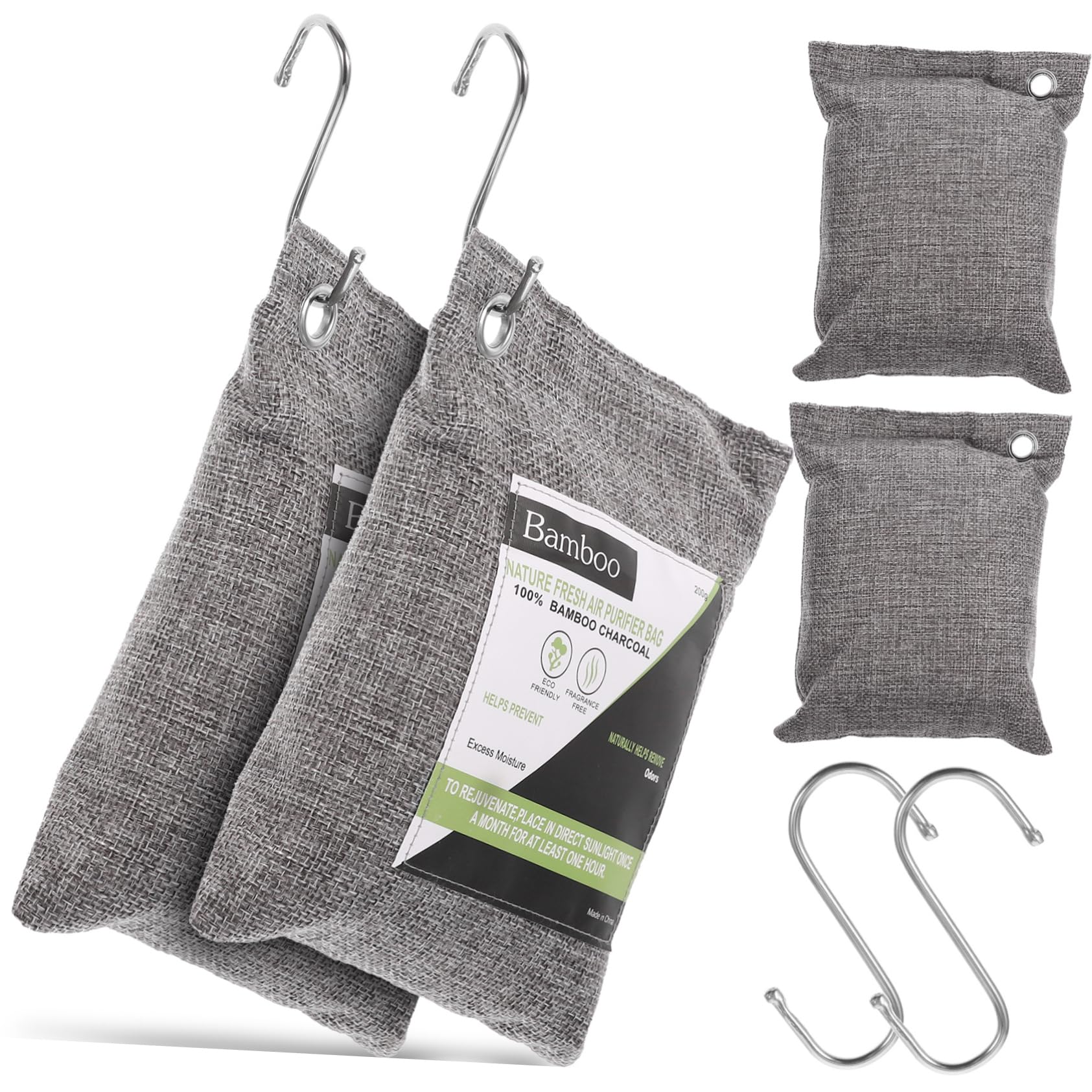 ULTECHNOVO Set 1 Borsa di Purificazione Aria Carbòn Attivato Non Tessuto, Assorbi Umidità e Odori per Auto e Ufficio, Sacchetti Deodoranti al Bambù
