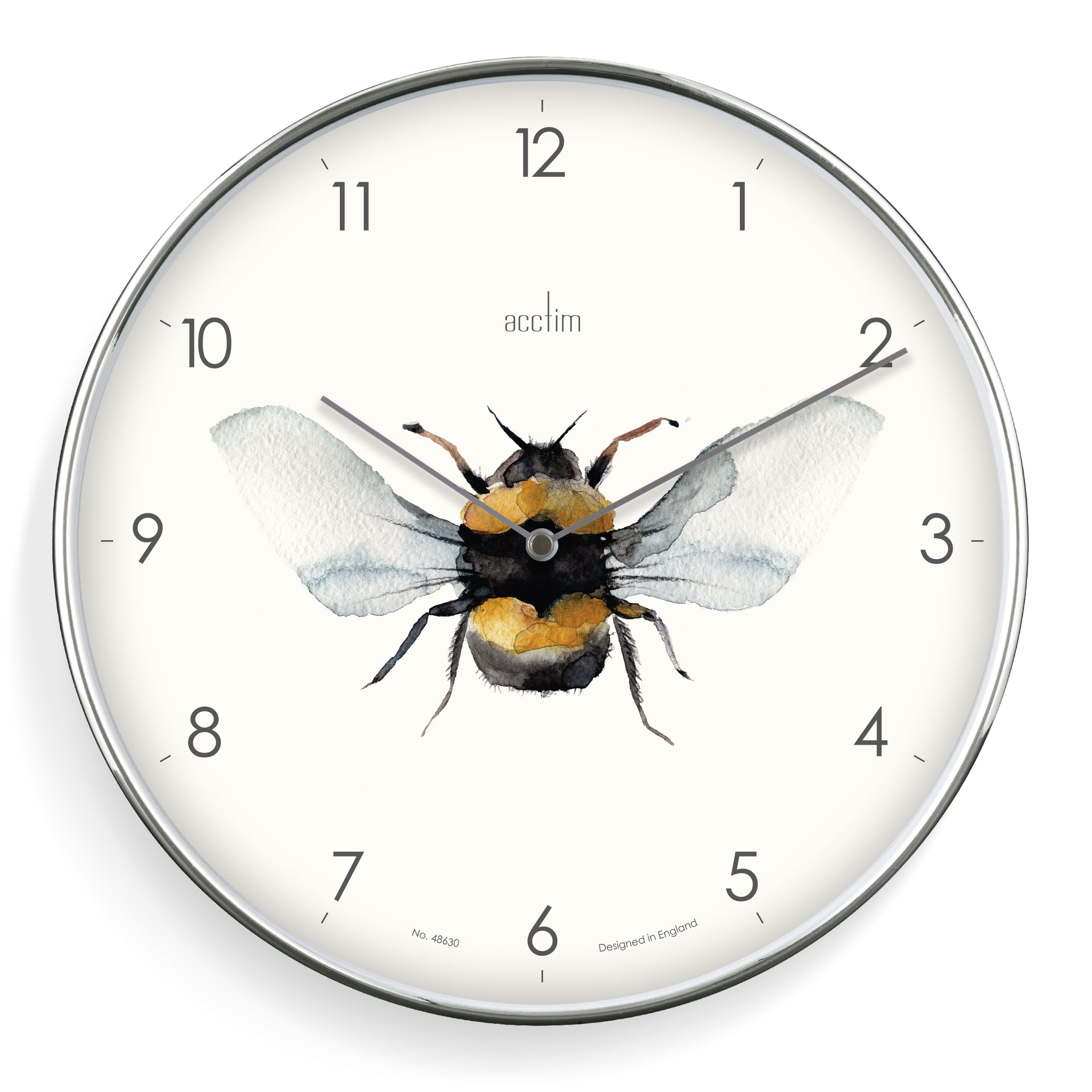 Acctim Society Chrome Effect Bee Round Wall Clock 30Cm