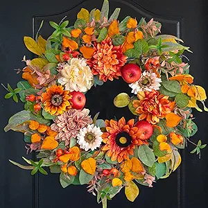 Handcrafted Fall Wreaths with autumn leaves – perfect touch for affordable fall decor ideas