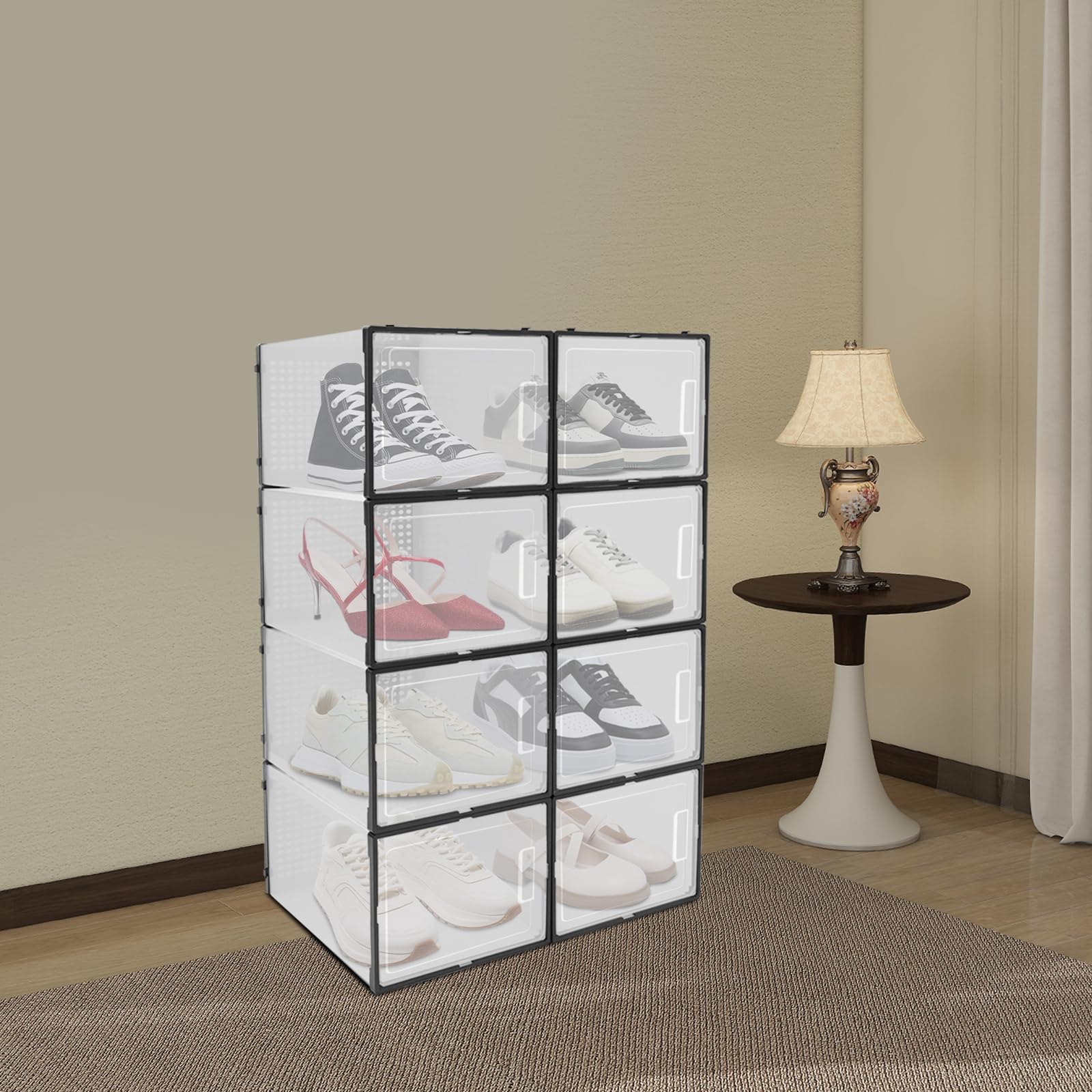 Cajas de zapatos 8 unidades armario de almacenamiento de zapatos 37 x 26 x 20 cm (tamaño de cada caja de zapatos) Zapatero para armario