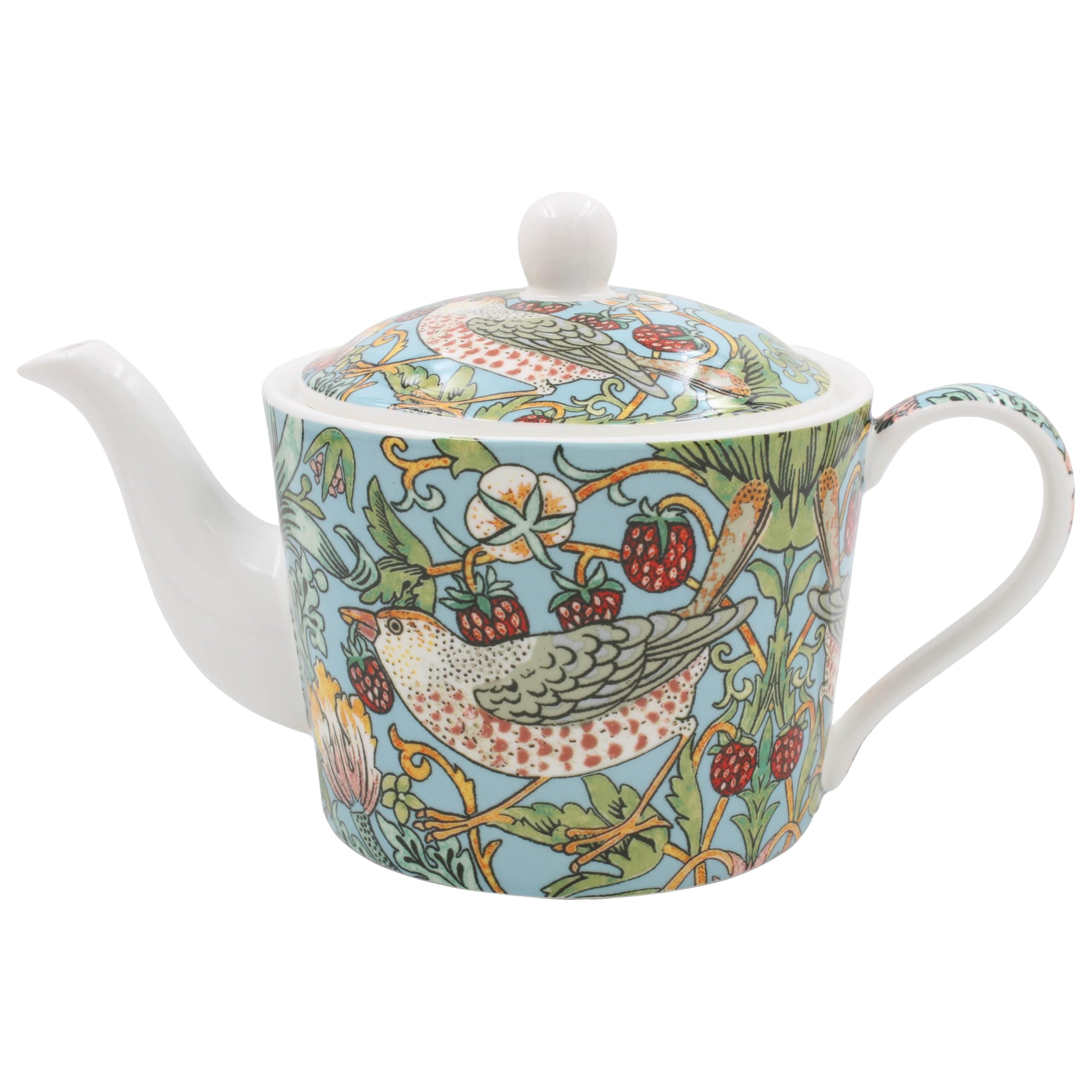 The Leonardo Collection William Morris Strawberry Thief Tea Pot 600ml for Home & Kitchen | Decorative Tea Pots Gift for Women & Men | Durable Fine China Teapot for Daily Use