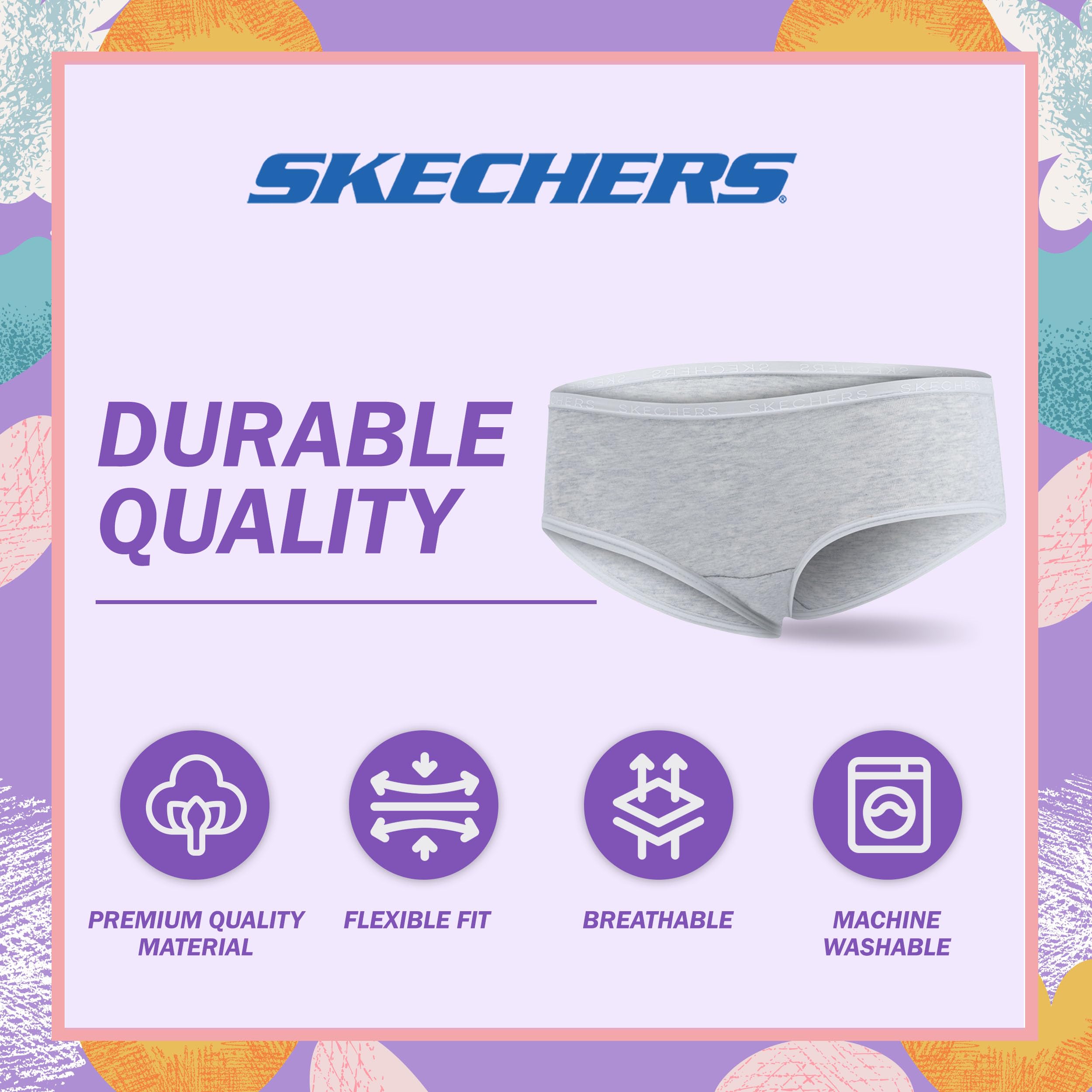 Skechers Mädchen-Unterwäsche, 5er-Pack und 4er-Pack, Baumwollhöschen, Größen 34-42