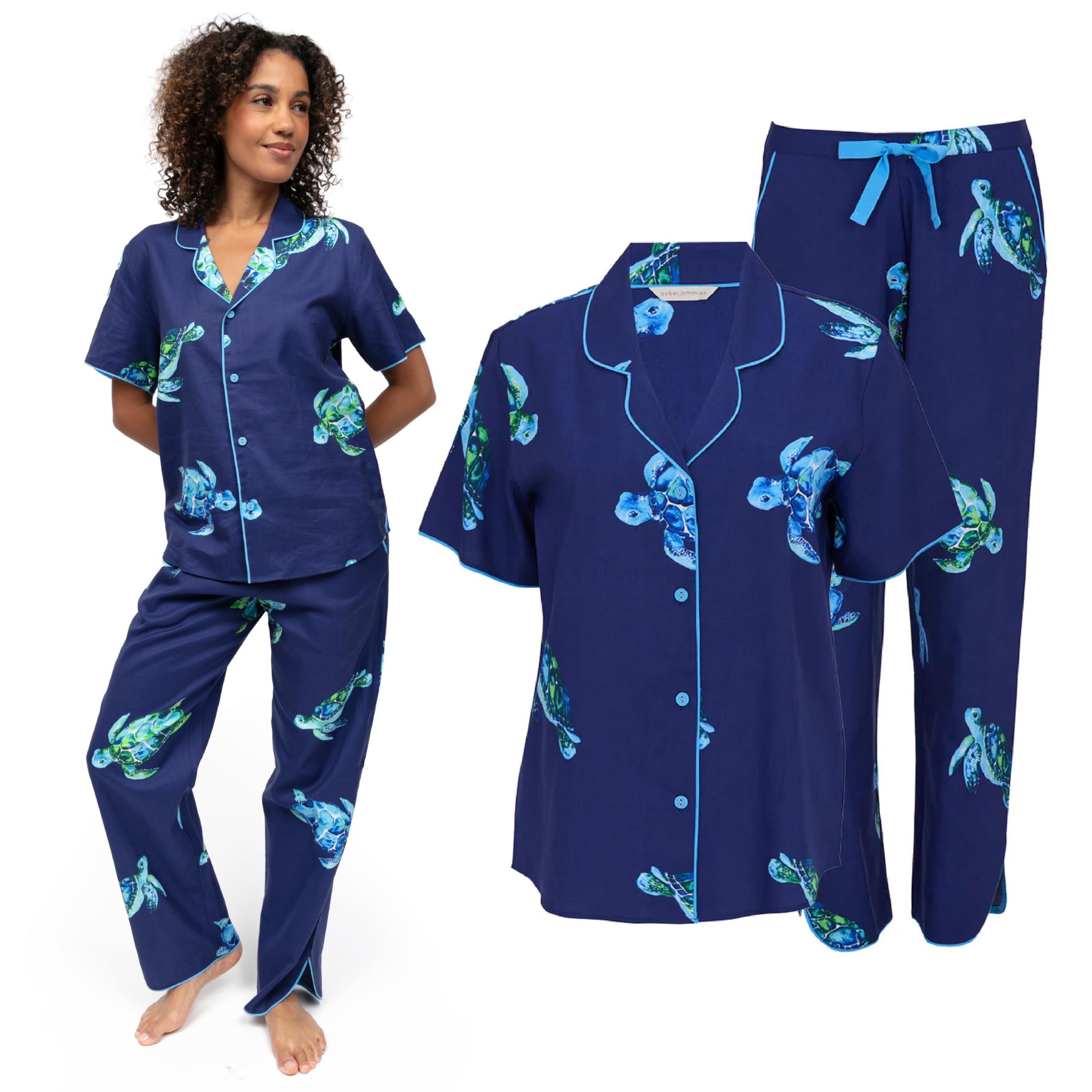 Cyberjammies Women's Ashley Turtle Ashley Turtle Print Pyjama Set | Cotton Modal Pyjamas | Summer Loungewear For