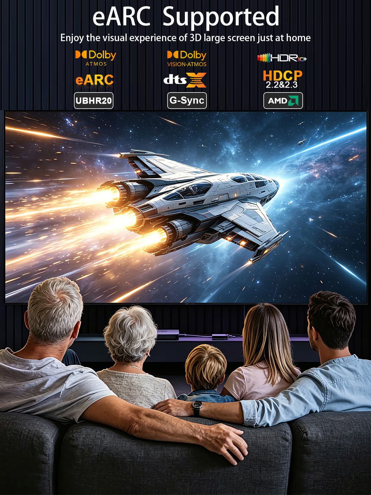 Cable HDMI 2.2 de 16 K de 3 pies, 96 Gbps de alta velocidad, 16 K a 60 Hz 8 K a 120 Hz 4K a 480 Hz, cable HDMI con eARC, HDCP 2.2 y 2.3, HDR10, eARC, VRR y ALLM, HDMI trenzado para PS5, Xbox Series X