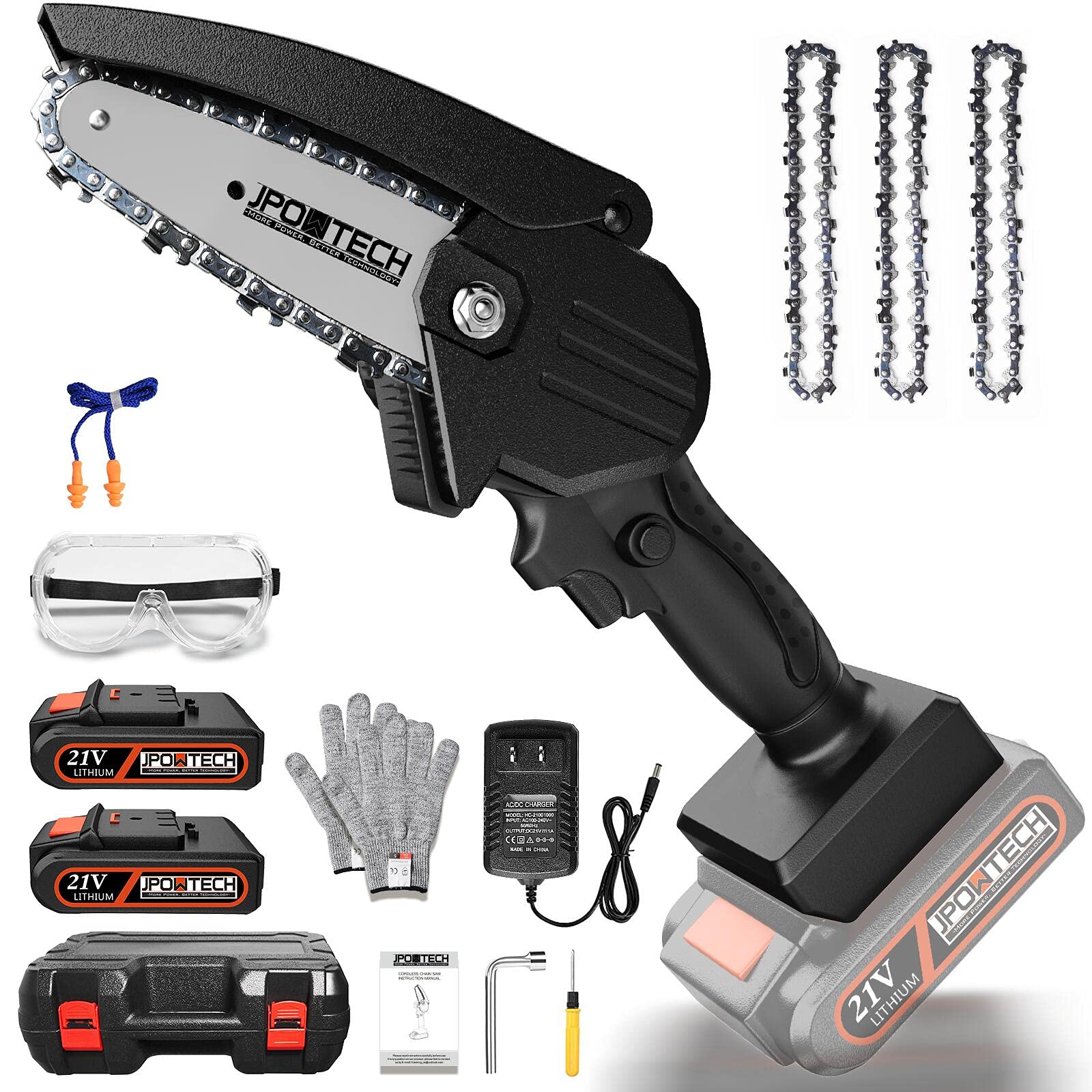 Buy Mini Chainsaw, JPOWTECH 4 Inch Cordless Battery Powered Chain Saw 1500mAh 21V 1.5Ah