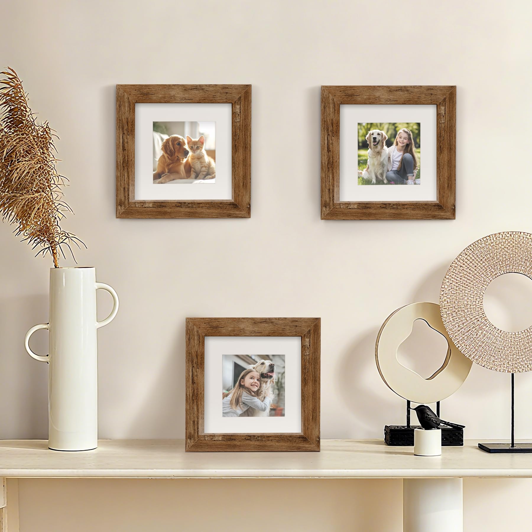 Amazon.com - TOFOREVO Picture Frames 6x6 Set of 2 Rustic Wood