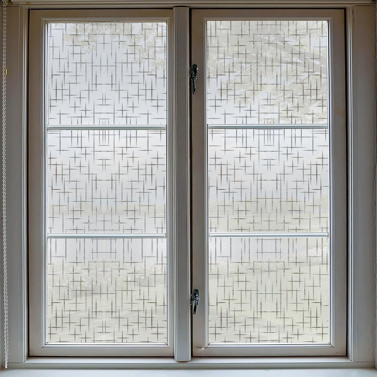 Privacy Window Film 65 x 240 cm Blocks UV Static Cling No Glue Removable Heat Cotrol, Privacy Protection, Opaque Window Sticker Door for Home Office, Star
