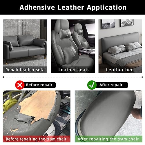 Miniatura 8 de Kits de reparación de cuero extraíbles para reparación de parches de cuero de muebles, cinta de reparación de cuero autoadhesiva para sofá, sillas,