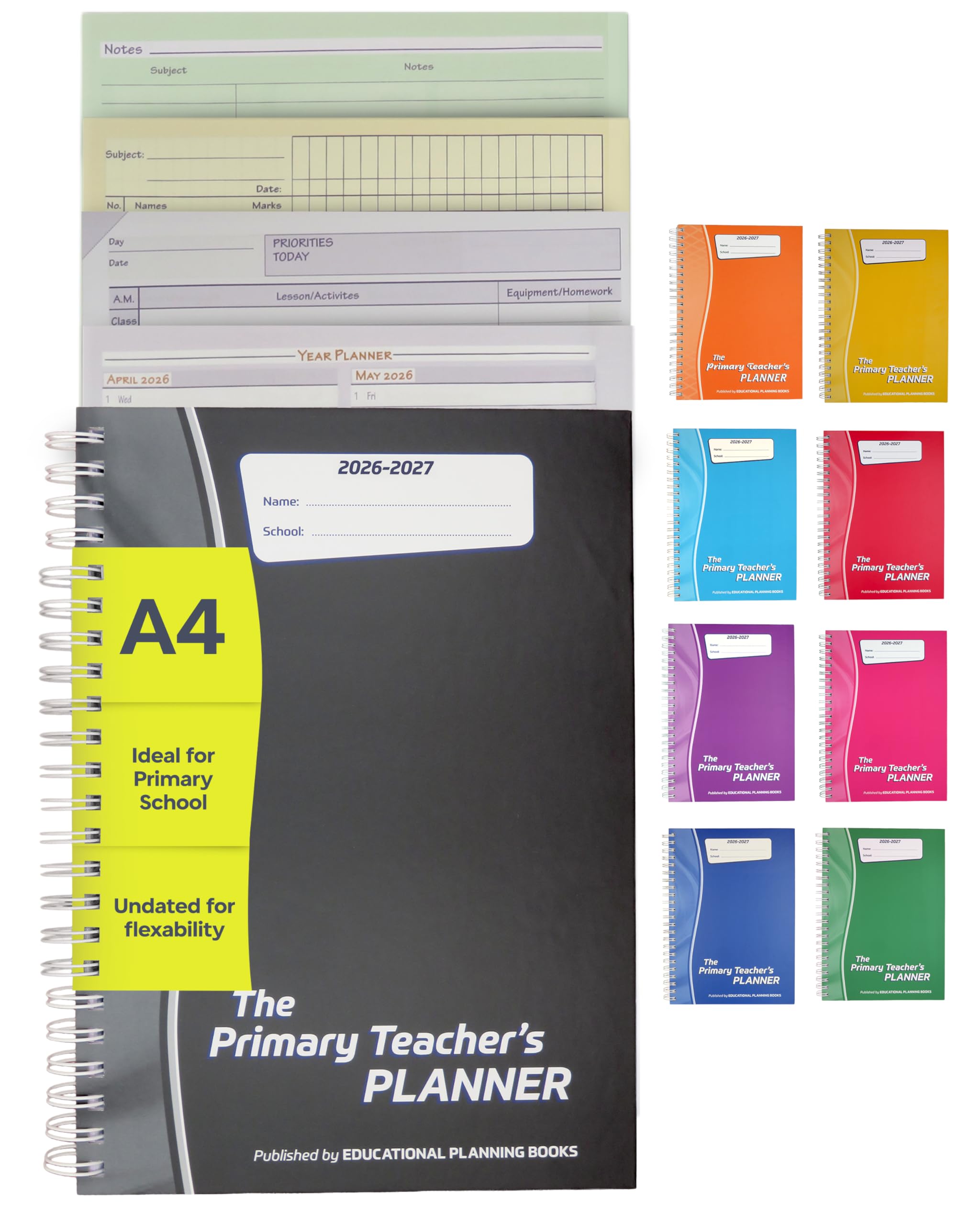 Educational Planning Books – The Primary Teachers Planner 2026-2027 – A4 – Undated Page-a-Day, Lesson, Term and Year Planning for Primary & Early Years Teachers – Hardback (PTP1-C)