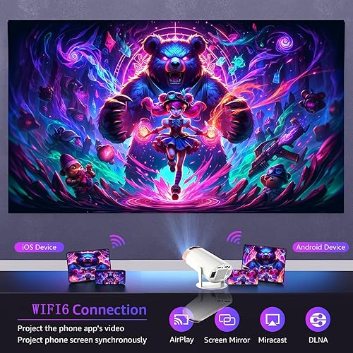 Miniatura 7 de Proyector portátil 4K compatible con Android 11, proyector con WiFi y Bluetooth inteligente proyector de corrección automática, proyector de