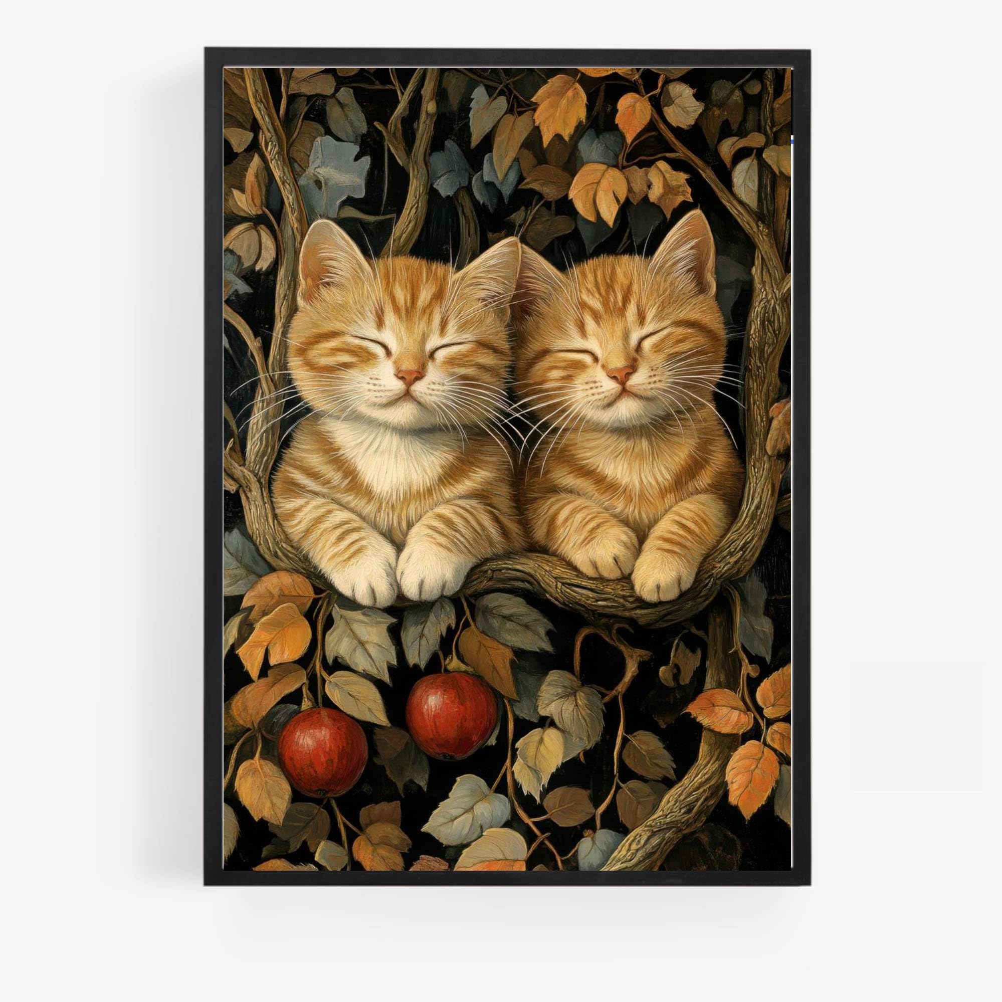 cuddling cats kittens Print Picture Poster preppy portrait A4 UNFRAMED wall art Home decor Decorating orange aesthetic autumn abstract 2 ginger tabby