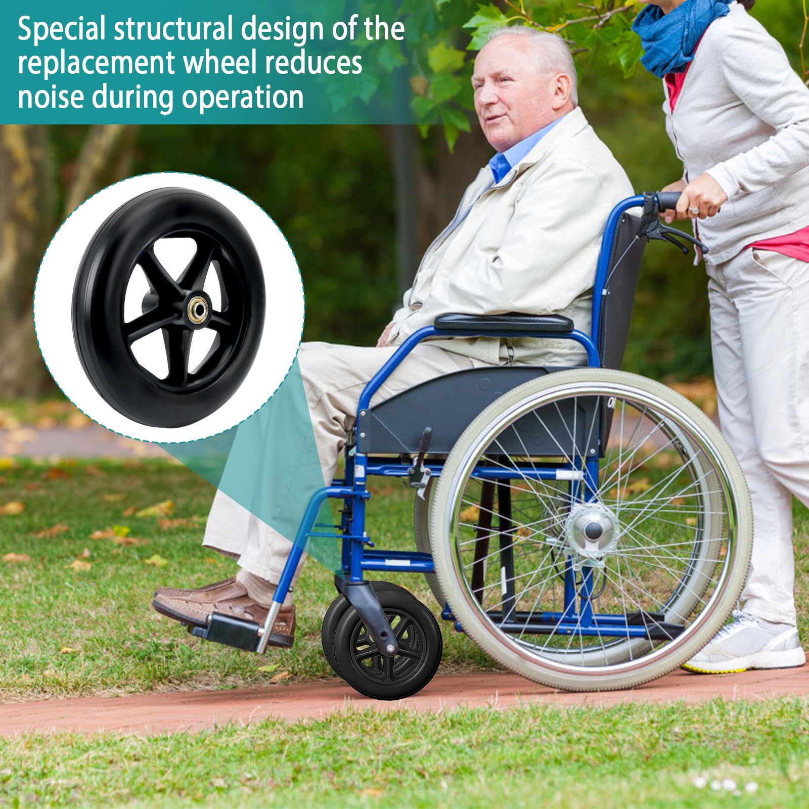 200mm Roulette Avant de Fauteuil Roulant, 2 Roues avant du Fauteuil Roulant Antidérapant/Résistant à l'usure, Roue de Fauteuil Roulant pour Fauteuils Roulants, ruedas de repuesto sólidas de 200 mm