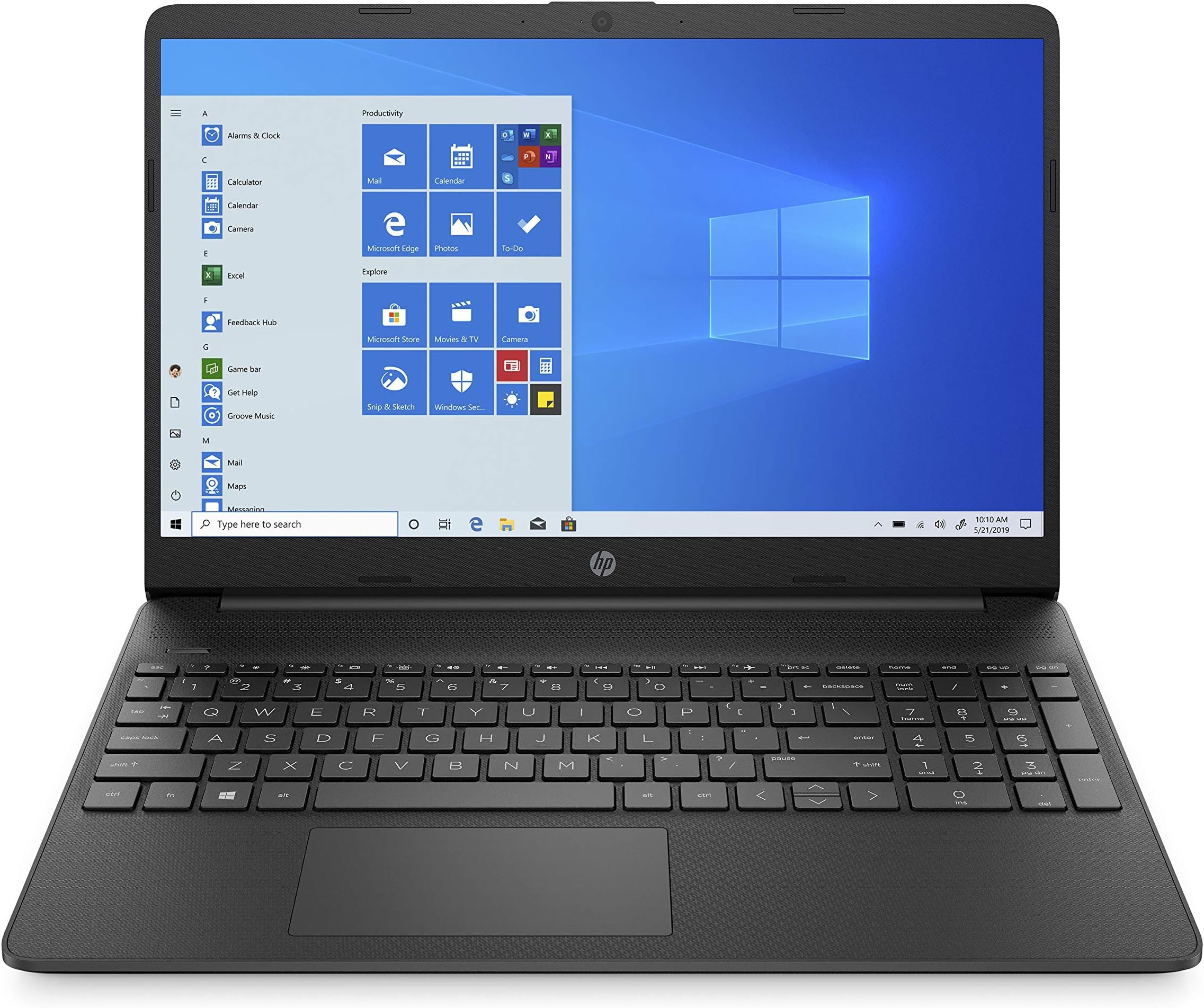 HP 15s-fq1019ne Laptop, 15 inches HD, 10 Gen Intel® Core™ i3 processor, 4GB RAM, 256GB SSD, Intel UHD Graphics, Windows 10 Home, EN-AR KB, Black - Middle East Version